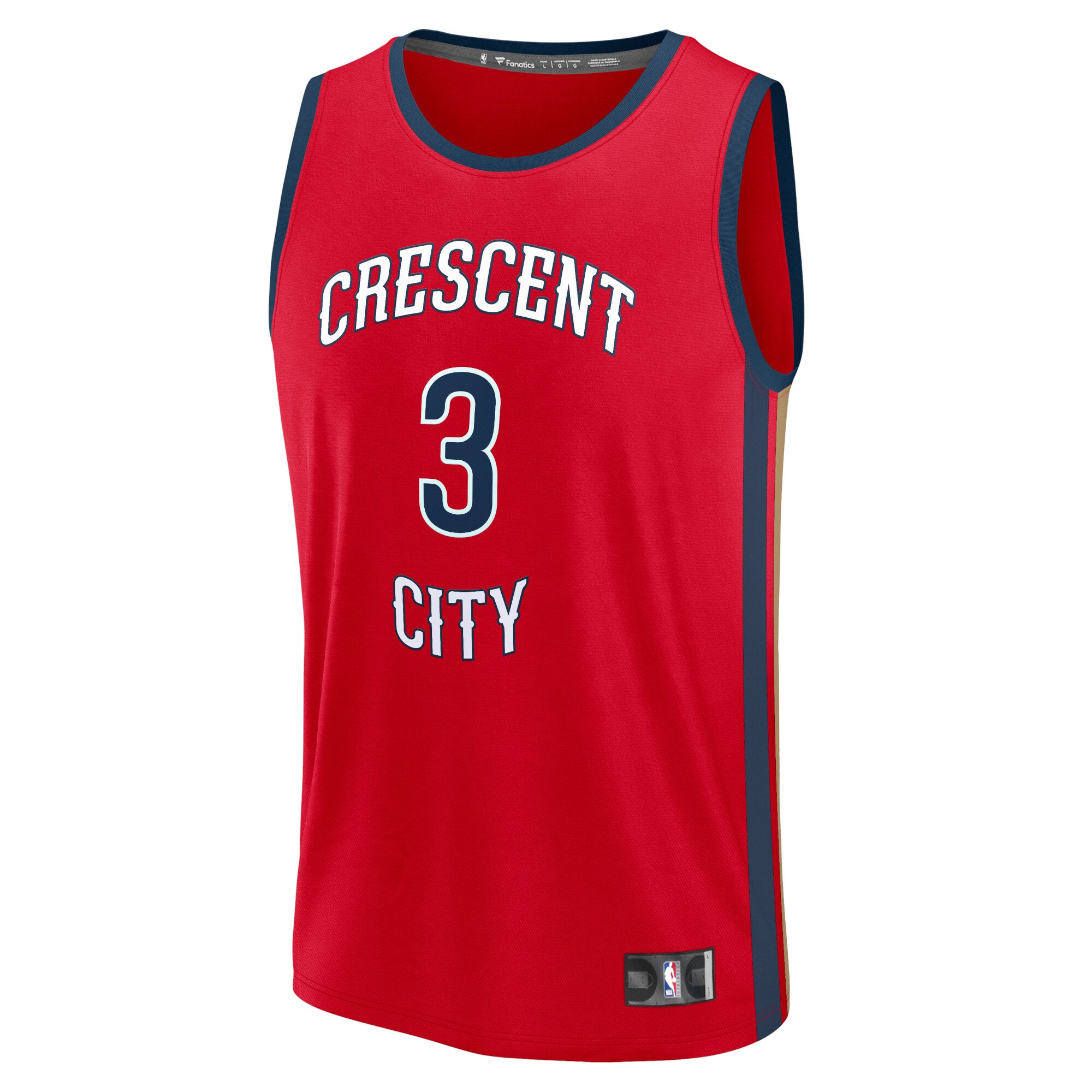 Alternative view of Cj Mccollum New Orleans Pelicans Fanatics Fast Break Replica Basketball Jersey - Statement Edition - Red