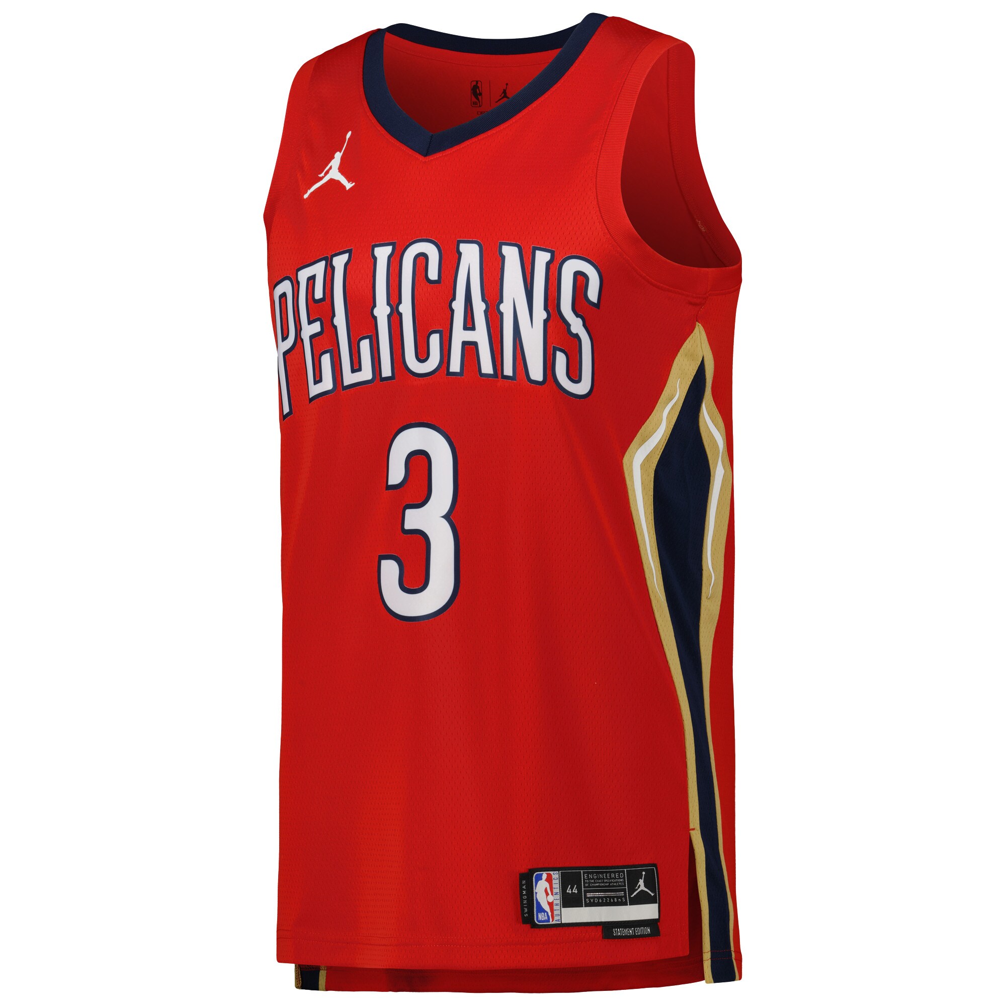 Alternative view of Cj Mccollum New Orleans Pelicans Jordan Brand Unisex Swingman Basketball Jersey – Statement Edition – Red