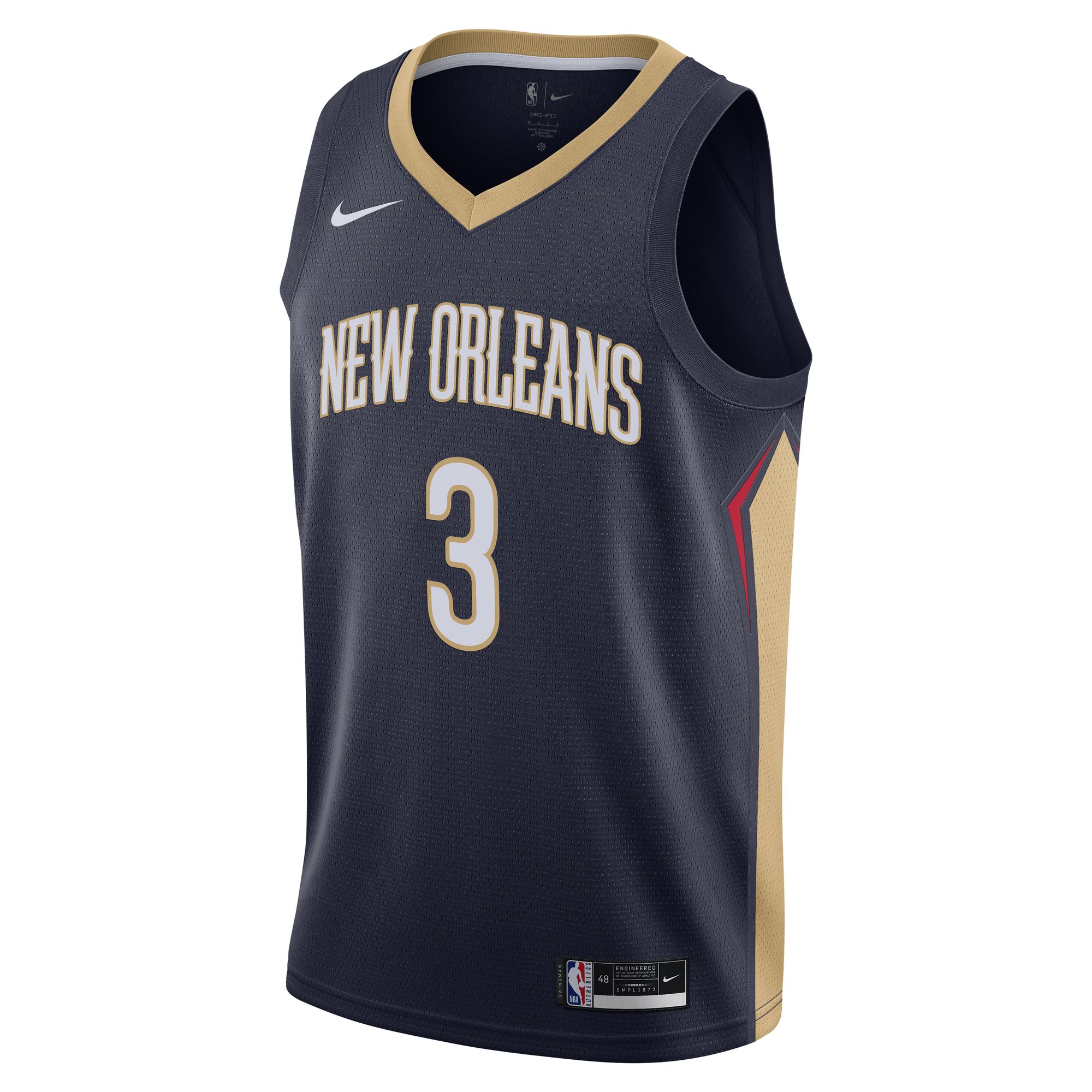 Alternative view of C.j. Mccollum New Orleans Pelicans Swingman Basketball Jersey - Icon Edition - Navy