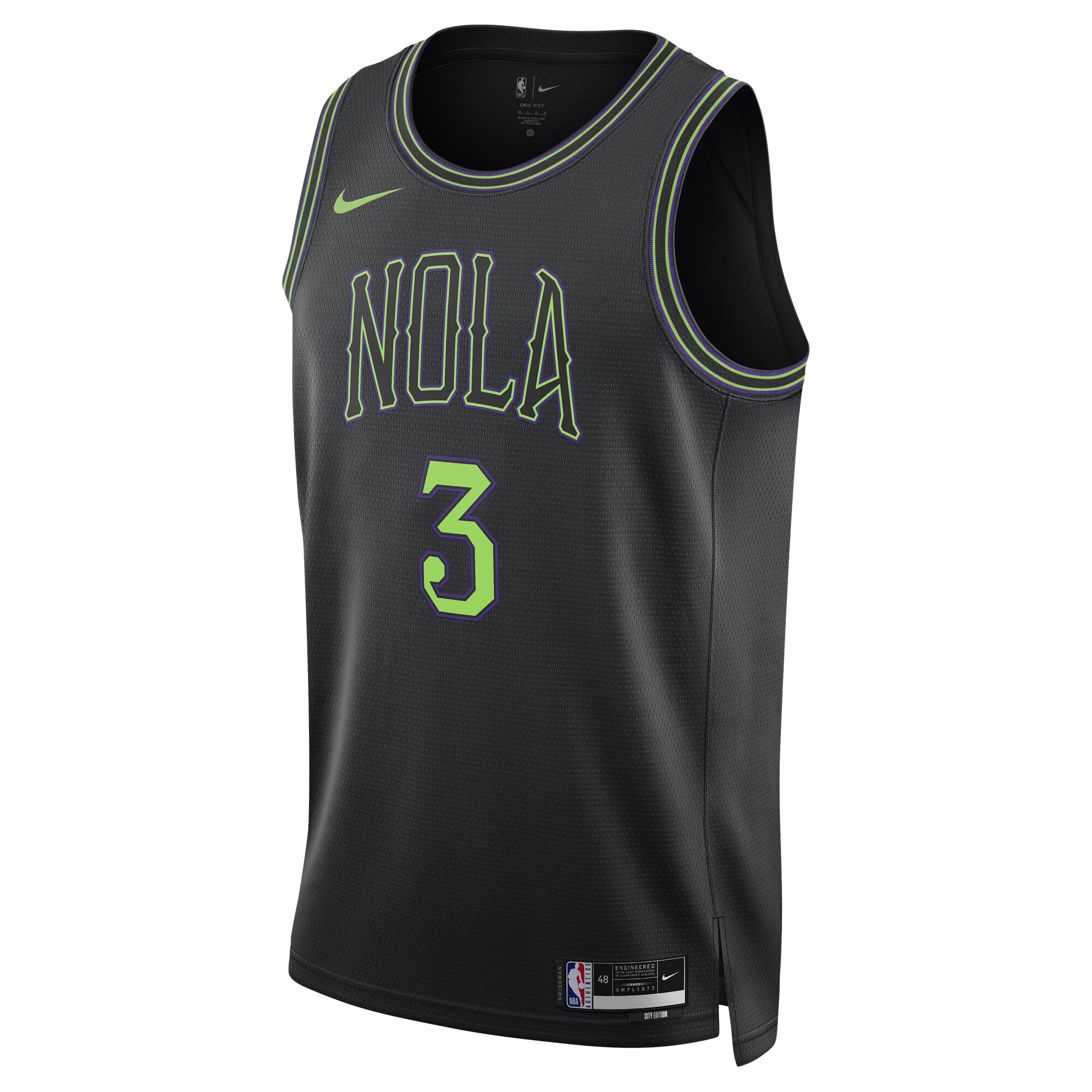 Alternative view of Cj Mccollum New Orleans Pelicans Unisex 2023/24 Swingman Basketball Jersey - Black - City Edition