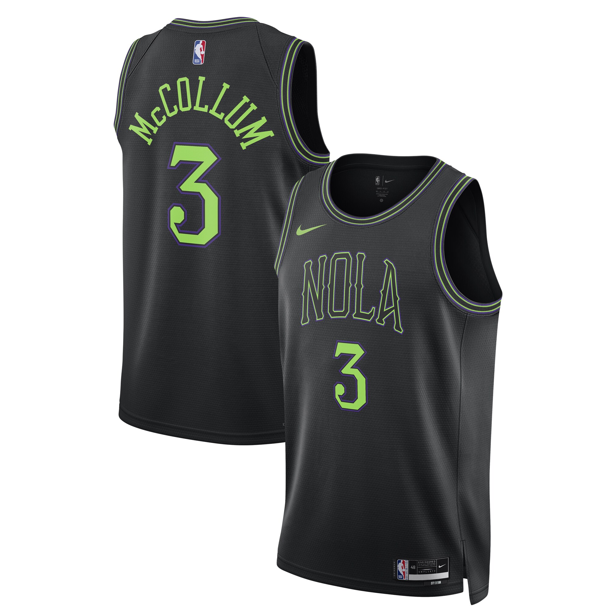 Cj Mccollum New Orleans Pelicans Unisex 2023/24 Swingman Basketball Jersey - Black - City Edition