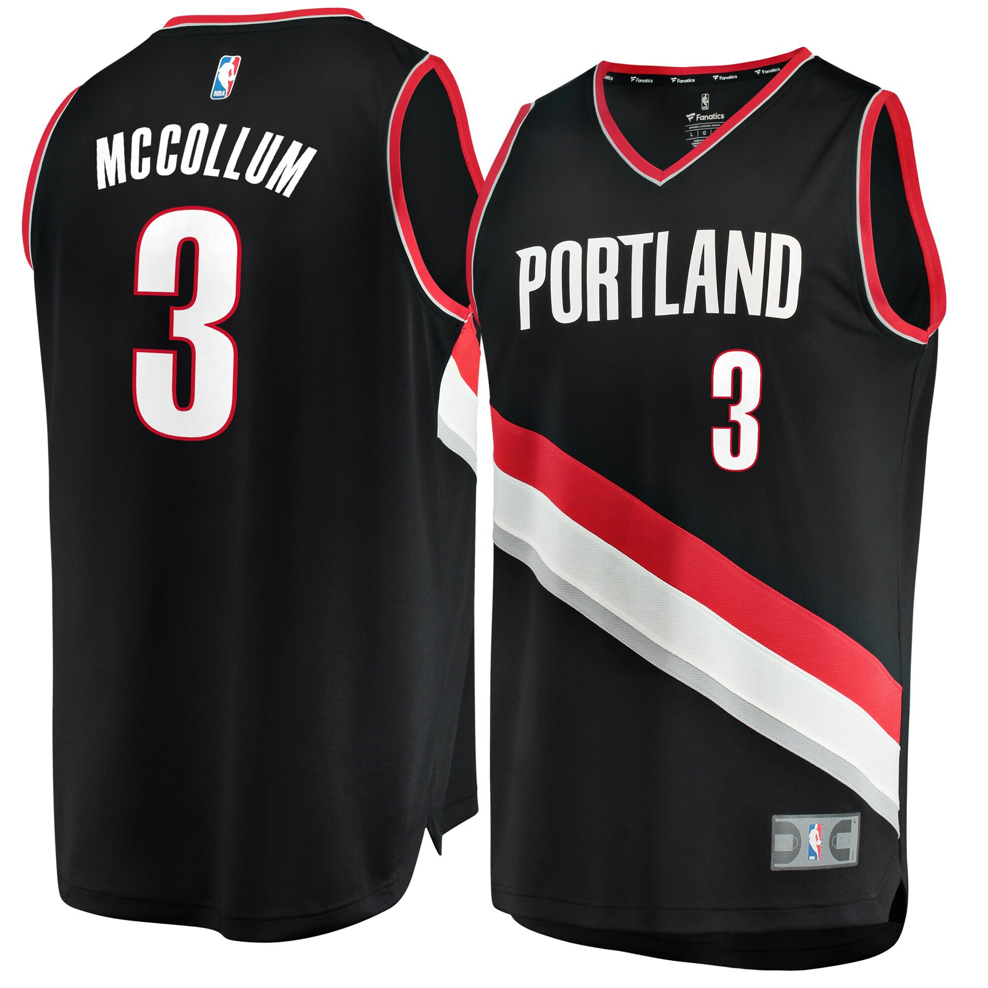 C.j. Mccollum Portland Trail Blazers Fanatics Branded Fast Break Replica Basketball Jersey Black - Icon Edition