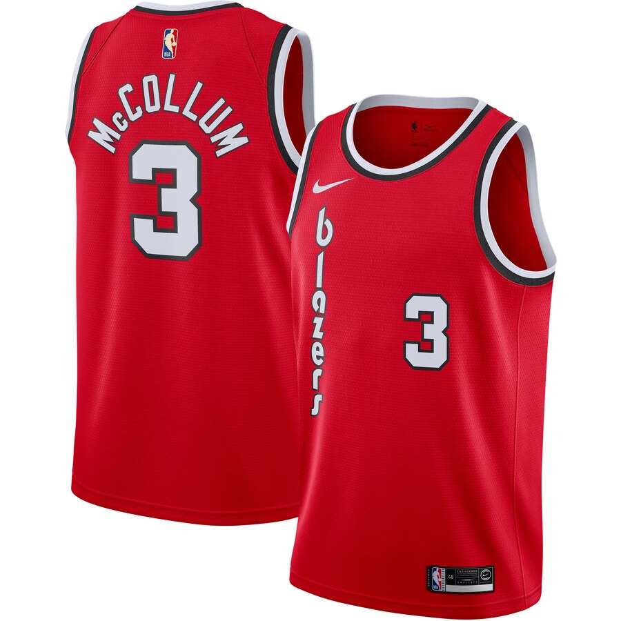 C.j. Mccollum Portland Trail Blazers Hardwood Classics Finished Swingman Basketball Jersey - Red