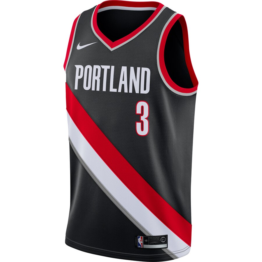 Alternative view of C.j. Mccollum Portland Trail Blazers Swingman Basketball Jersey Black - Icon Edition