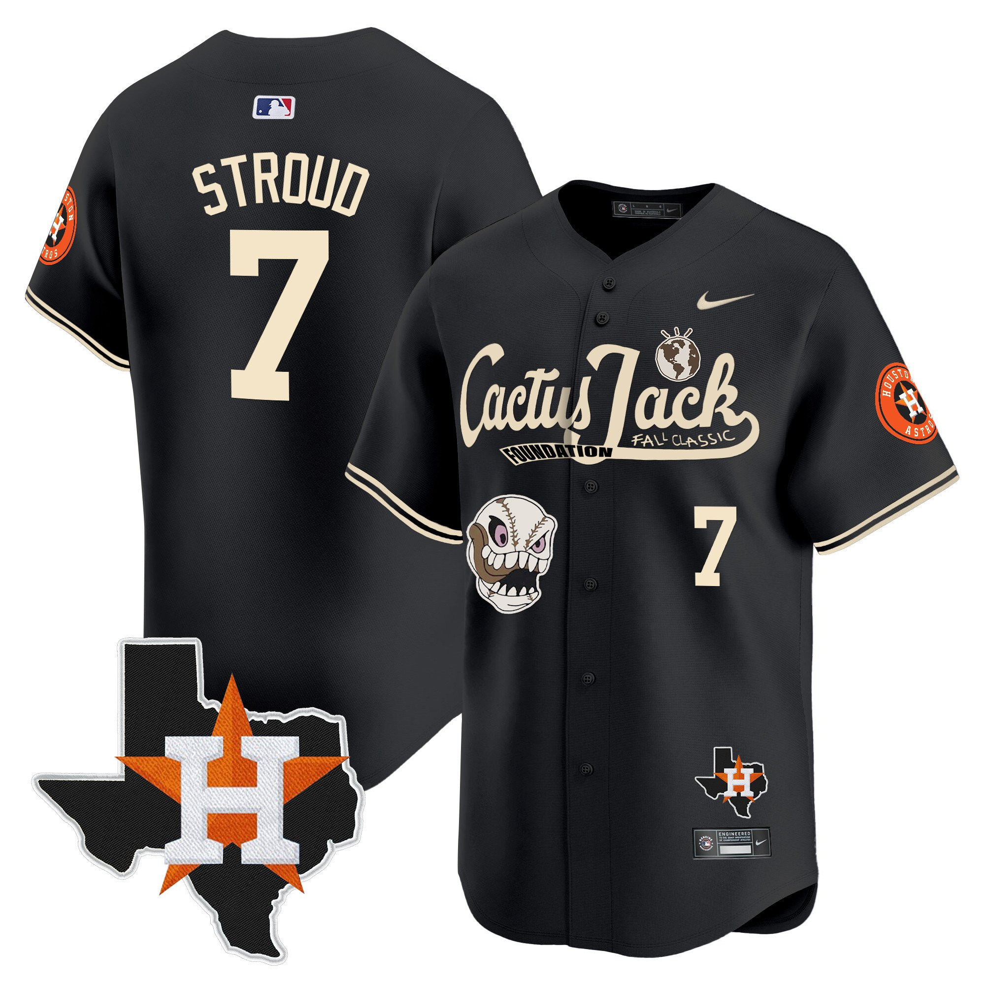 CJ. Stroud 7 Houston Astros Cactus Jack Foundation Fall Classic Black Limited Baseball Jersey - Men 