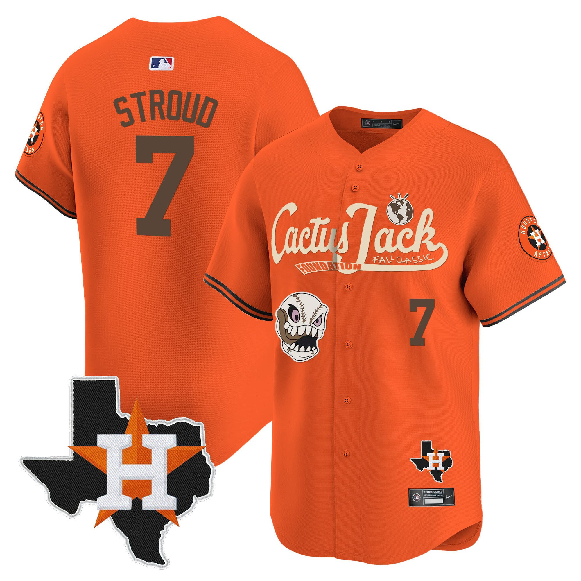 CJ. Stroud 7 Houston Astros Cactus Jack Foundation Fall Classic Limited Baseball Jersey - Men 