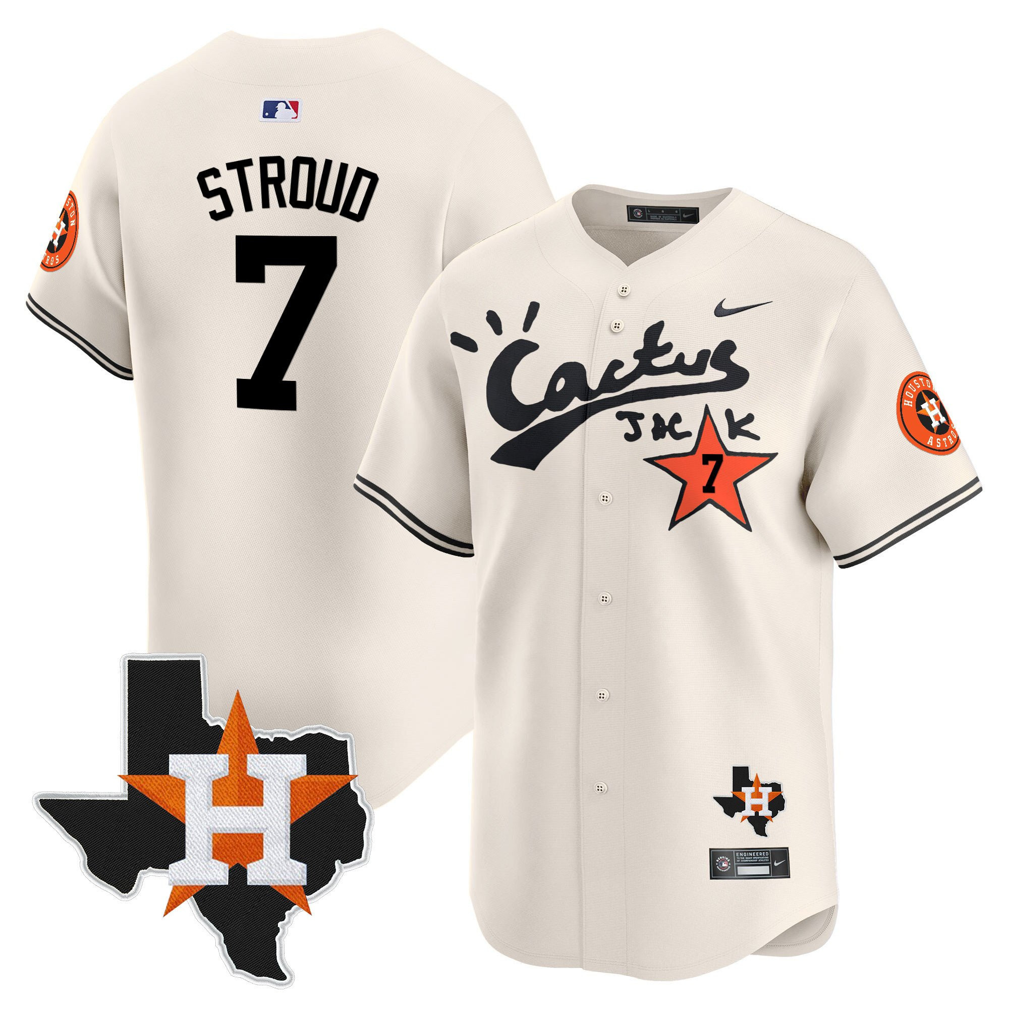 C.J. Stroud 7 Houston Astros Cactus Jack Limited Baseball Jersey Houston Patch - Men 