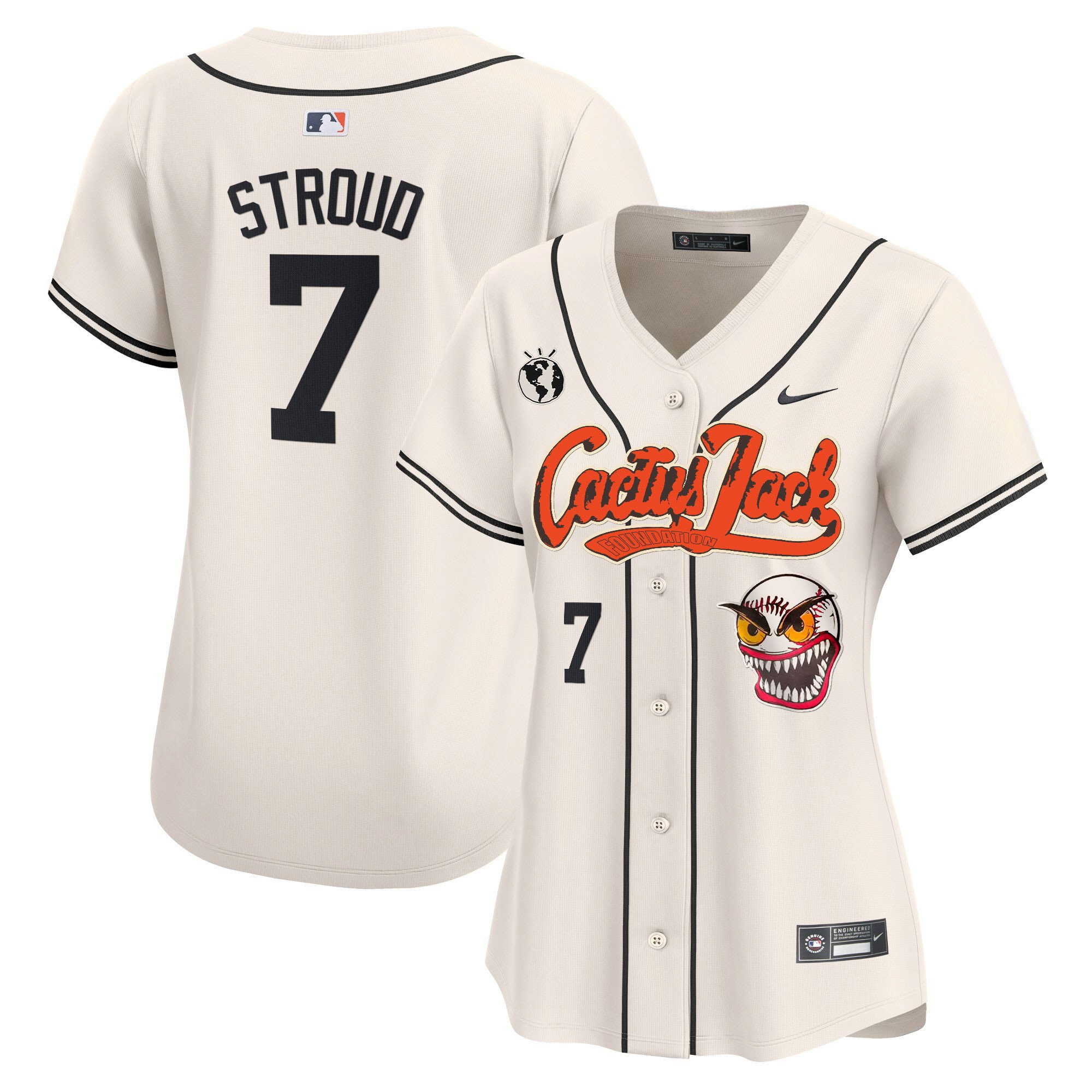 CJ Stroud 7 Houston Astros Cactus Jack Patch Women Baseball Jersey - Cream