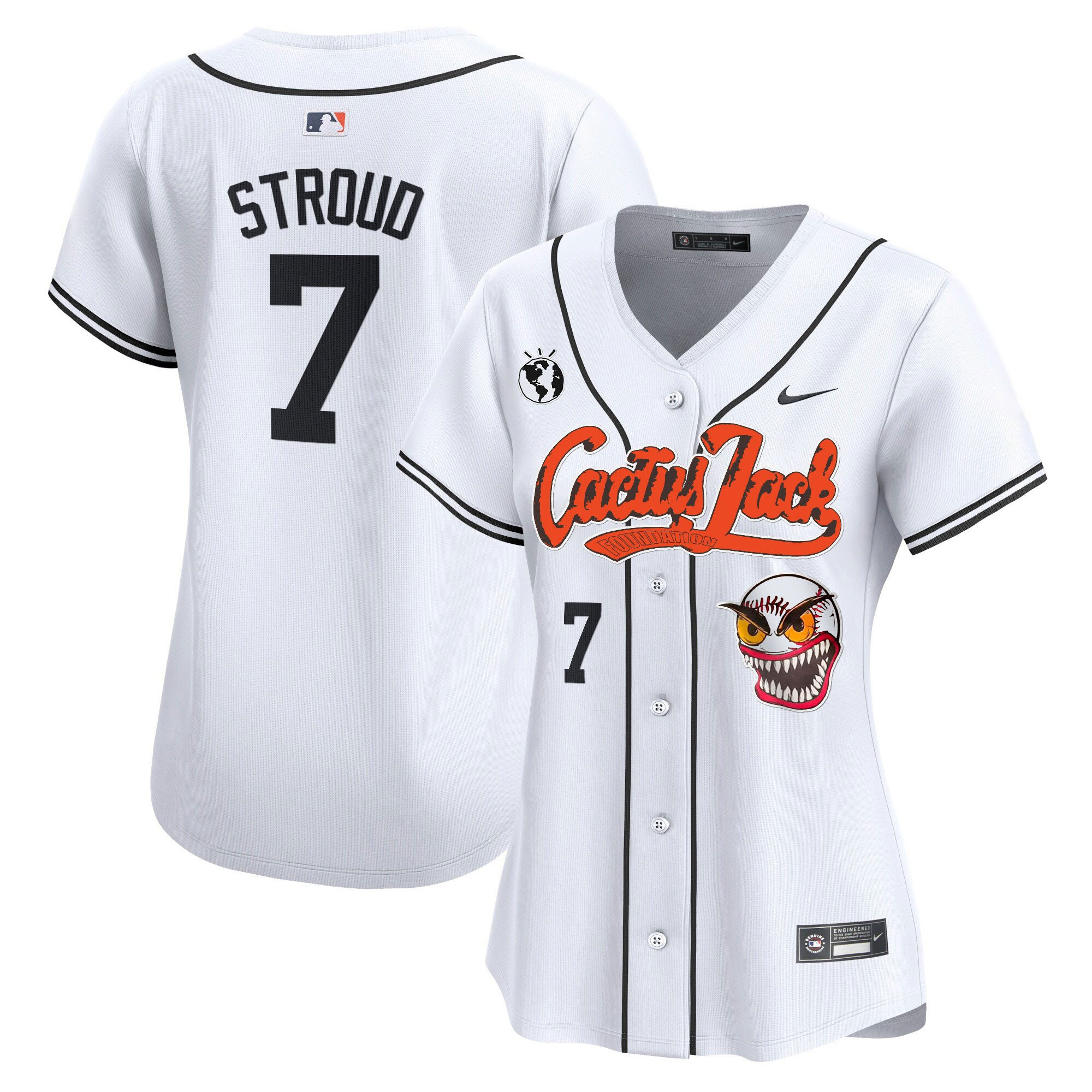 CJ Stroud 7 Houston Astros Cactus Jack Patch Women Baseball Jersey - White
