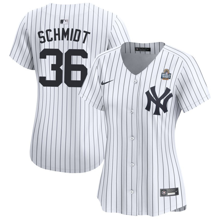 Clarke Schmidt 36 New York Yankees Women's 2024 World Series Home Limited Baseball Jersey - White 