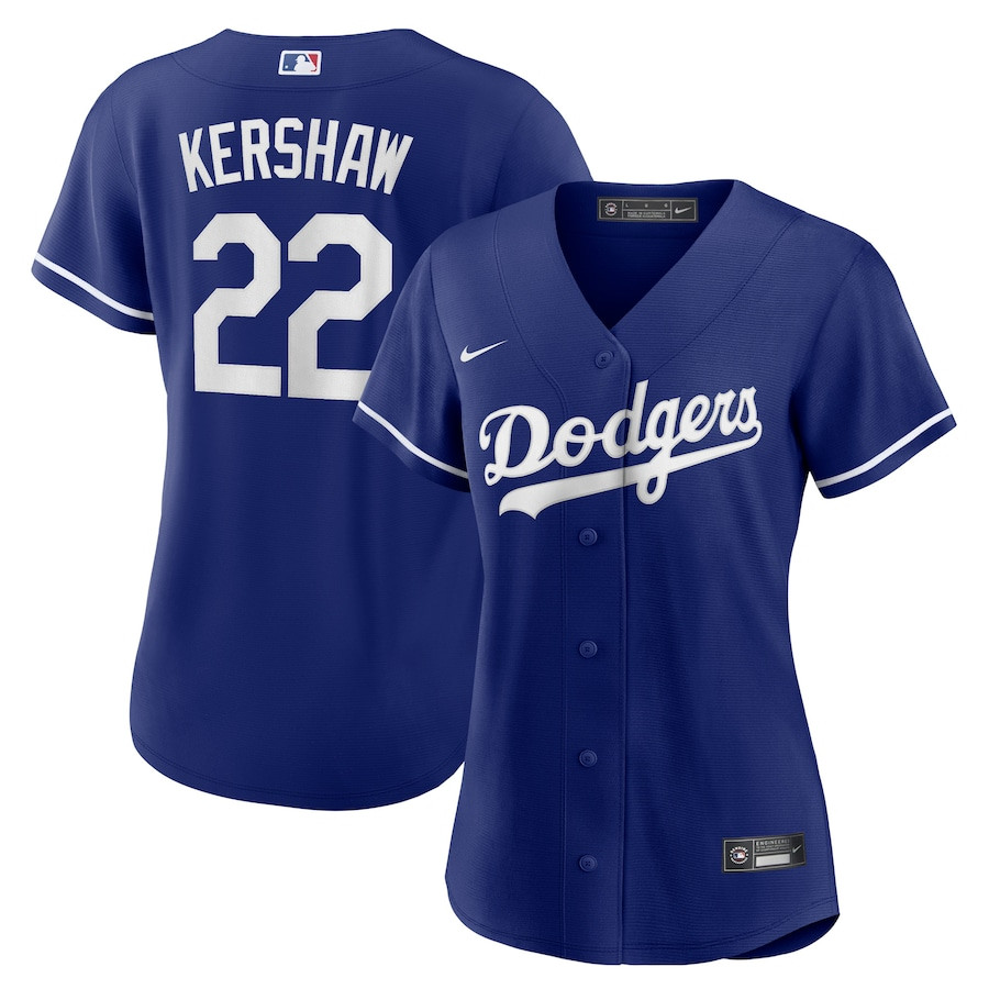 Clayton Kershaw 22 Los Angeles Dodgers Alternate Women Baseball Jersey - Royal 