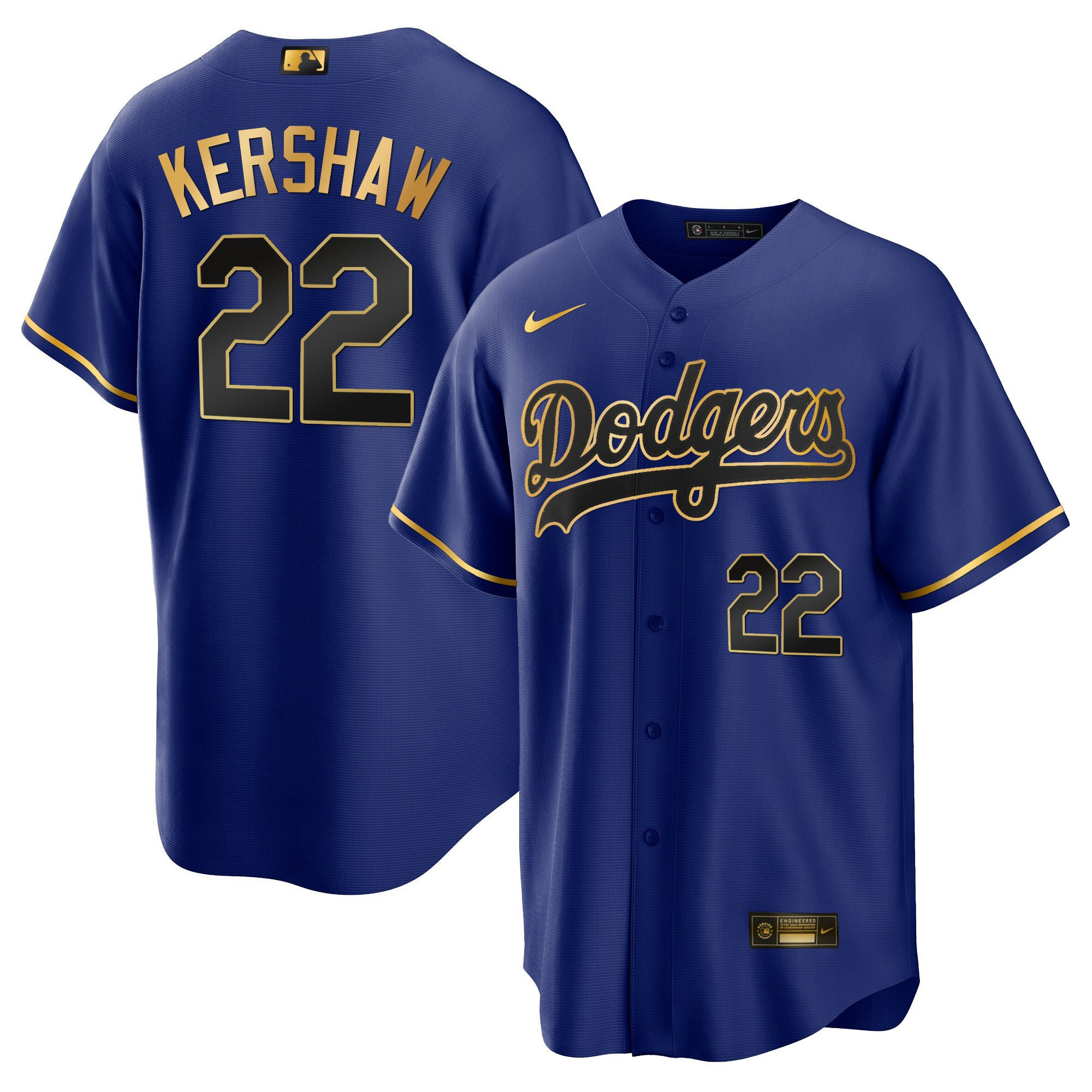 Clayton Kershaw 22 Los Angeles Dodgers Baseball Men Baseball Jersey - Cool Black Royal 