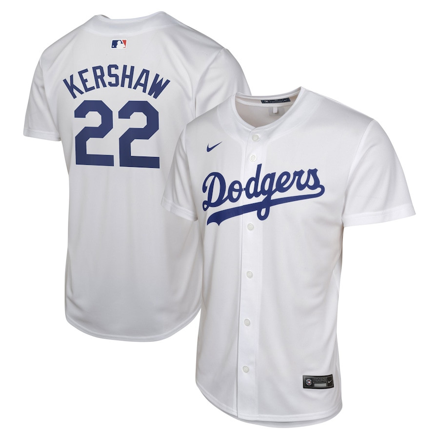 Clayton Kershaw 22 Los Angeles Dodgers Home YOUTH Baseball Jersey - White 