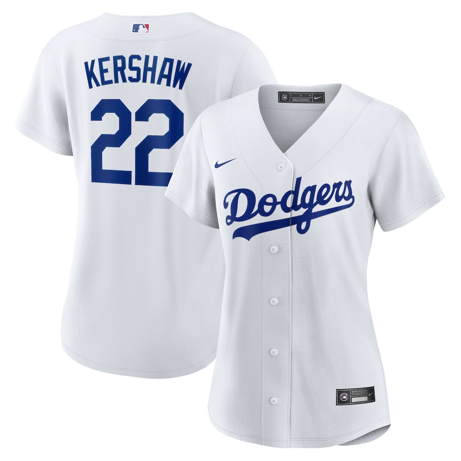 Clayton Kershaw 22 Los Angeles Dodgers Women Home Baseball Jersey - White 