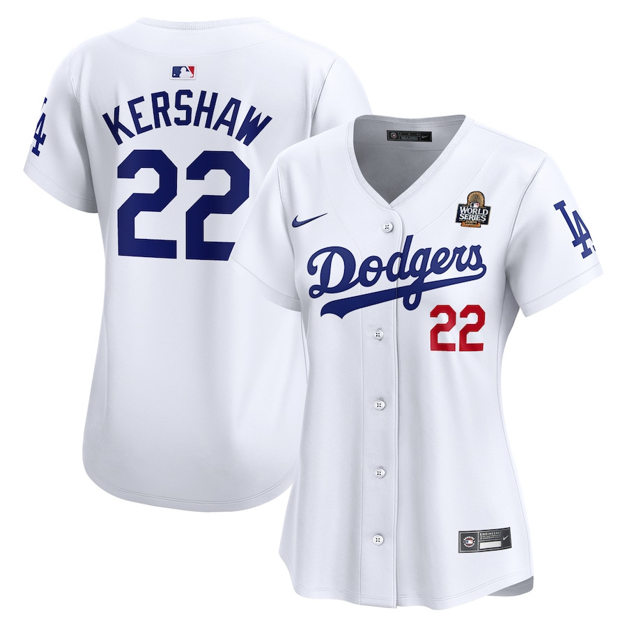Clayton Kershaw 22 Los Angeles Dodgers Women's 2024 World Series Limited Player Baseball Jersey - White 