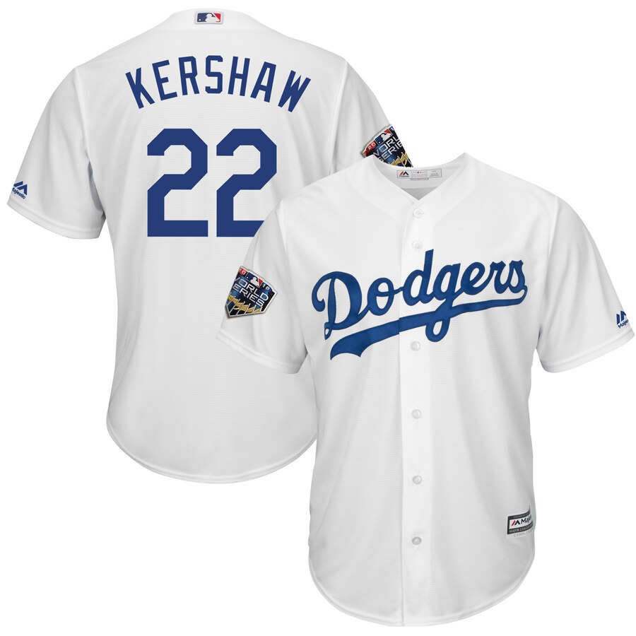 Clayton Kershaw Los Angeles Dodgers Majestic 2018 World Series Cool Base Player Baseball Jersey - White