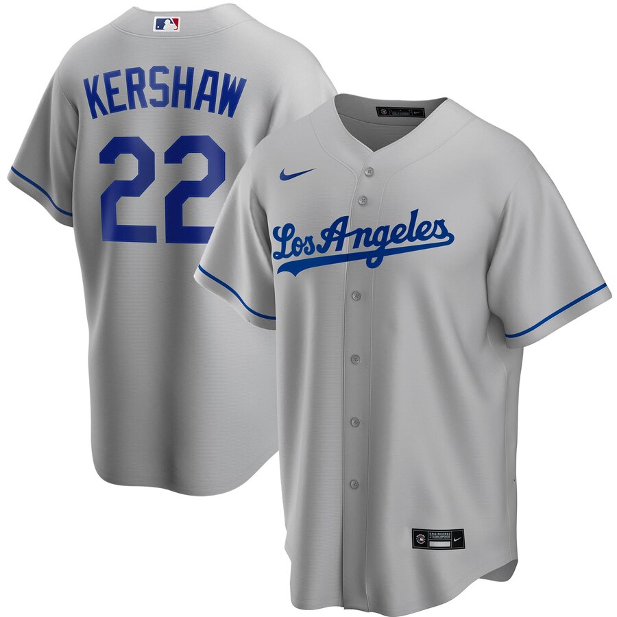 Clayton Kershaw Los Angeles Dodgers Road 2020 Replica Player Baseball Jersey ÃƒÂ¢Ã¢â€šÂ¬Ã¢â‚¬Å“ Gray