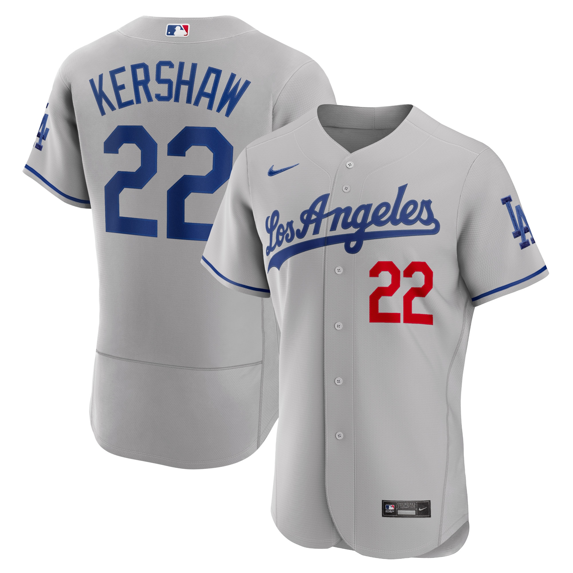 Clayton Kershaw Los Angeles Dodgers Road Authentic Player Baseball Jersey - Gray