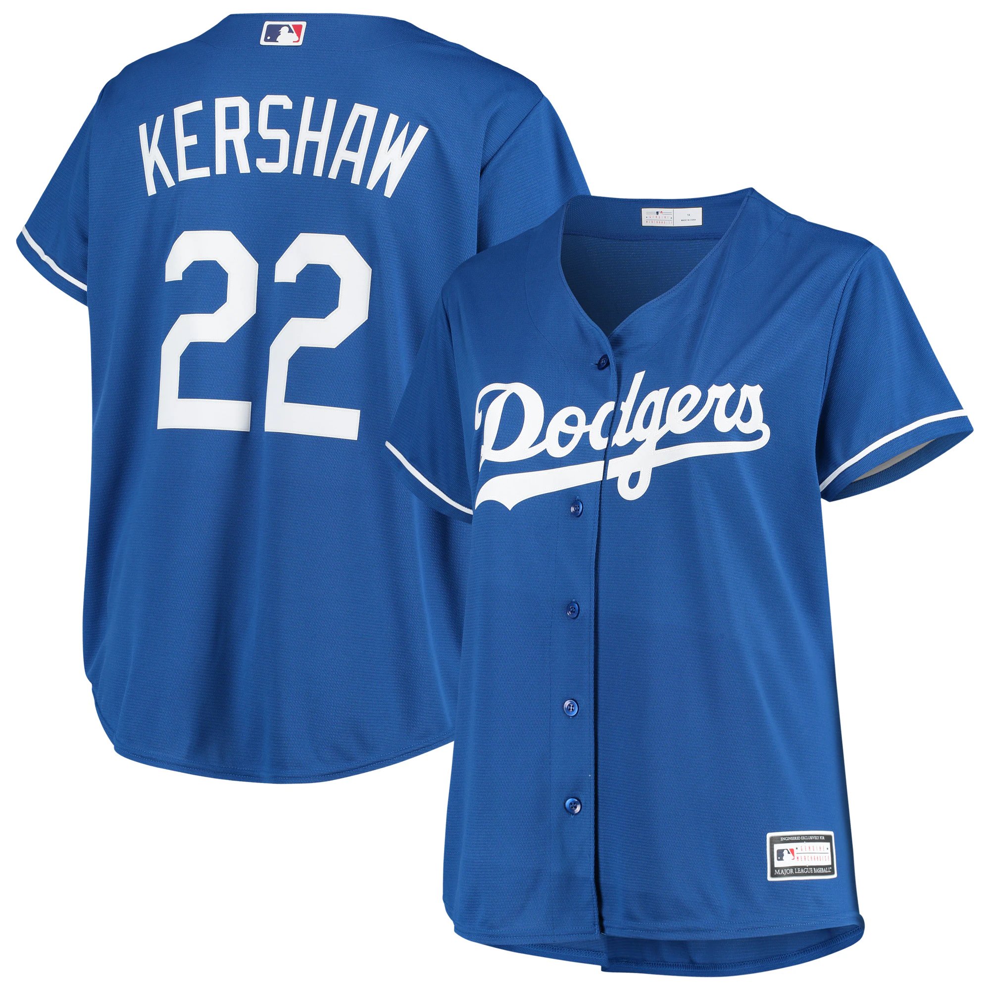 Clayton Kershaw Los Angeles Dodgers Women’s Plus Size Replica Player Baseball Jersey – Royal