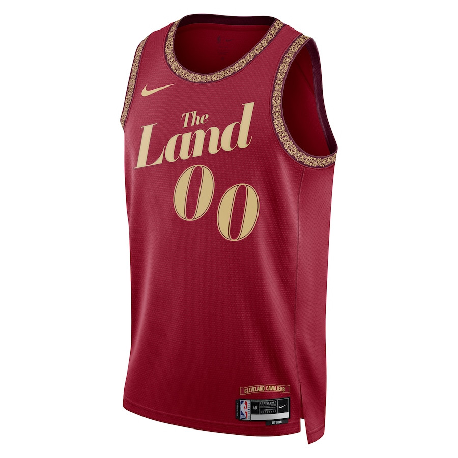 Alternative view of Cleveland Cavaliers 2023/24 City Edition Swingman Custom Basketball Jersey - Wine - JS281
