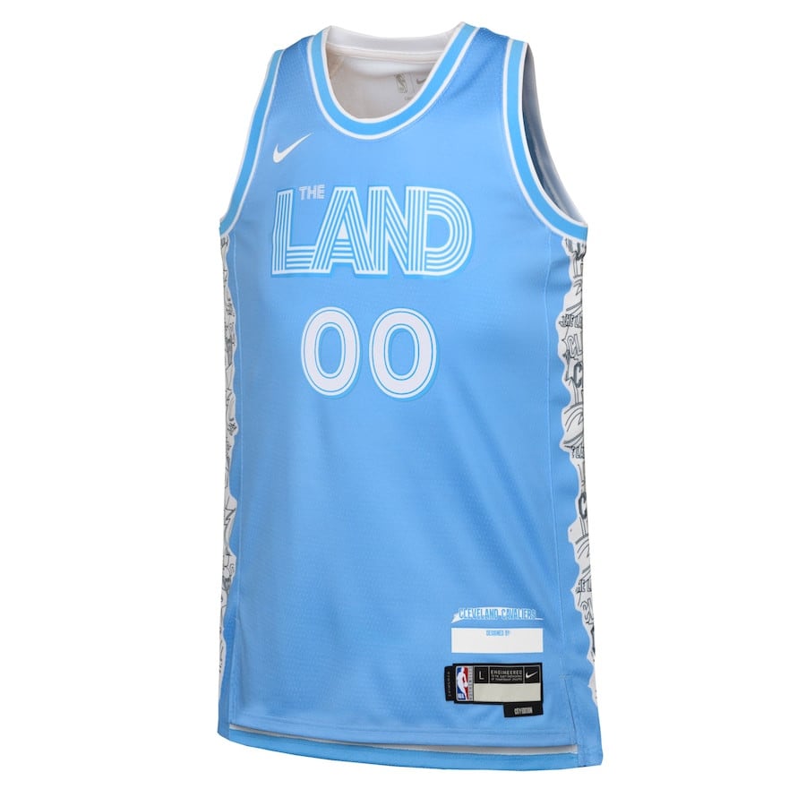 Alternative view of Cleveland Cavaliers 2024/25 Swingman Custom YOUTH Basketball Jersey - City Edition - Light Blue - JS810