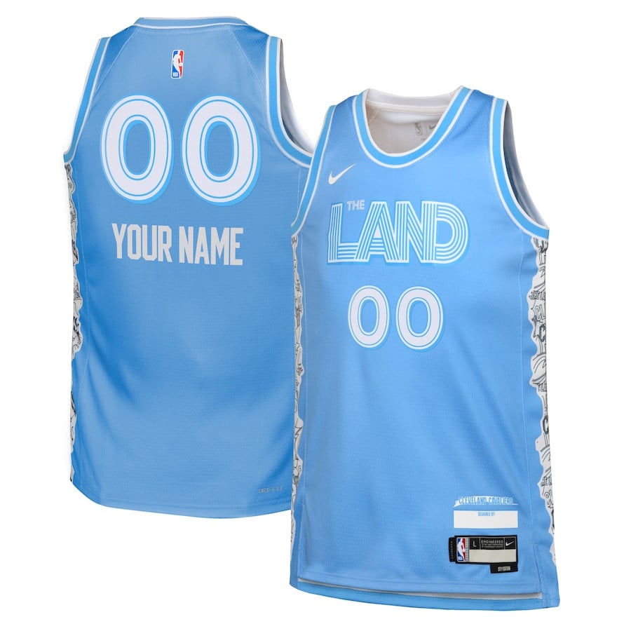 Cleveland Cavaliers 2024/25 Swingman Custom YOUTH Basketball Jersey - City Edition - Light Blue - JS810