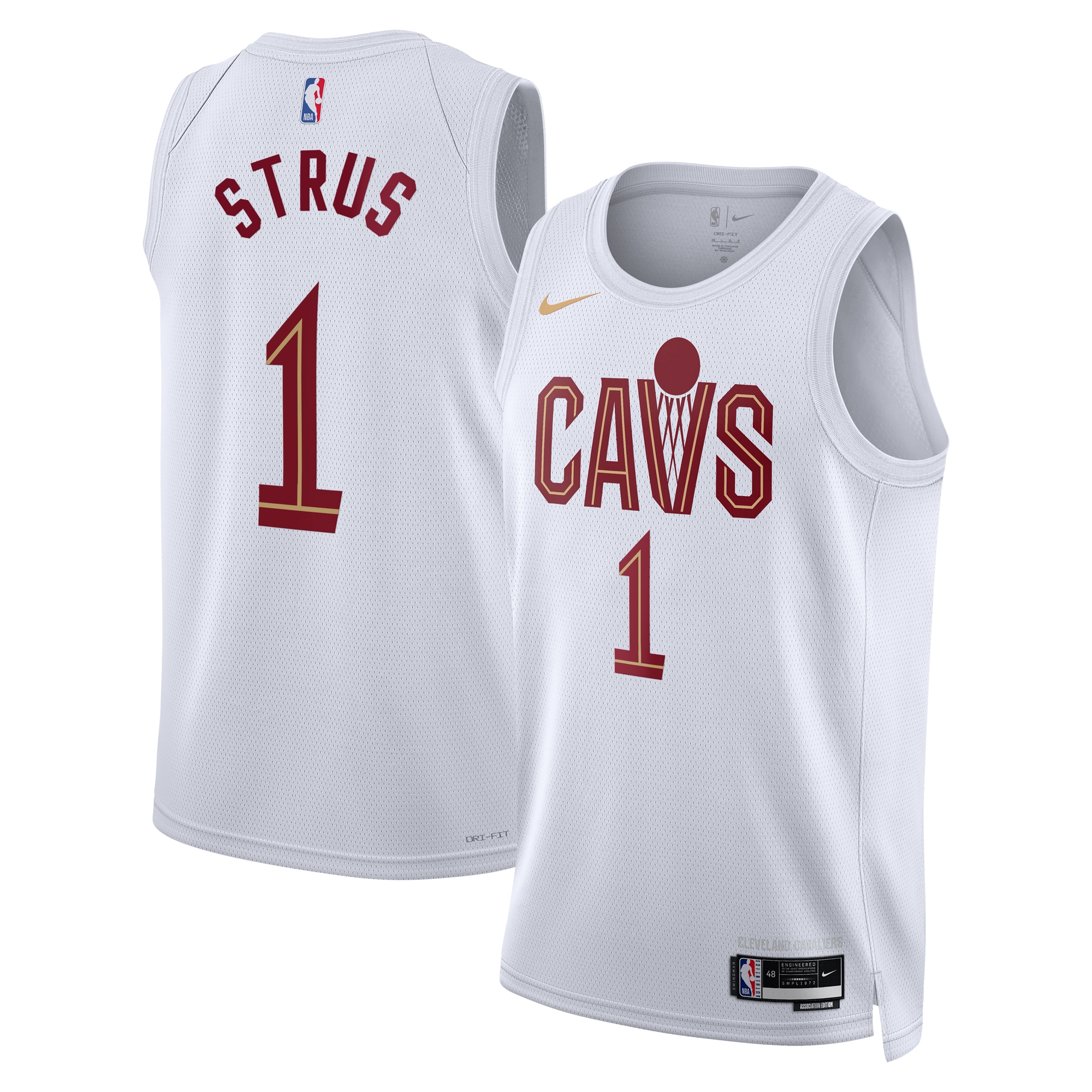 Cleveland Cavaliers Association Edition Swingman Basketball Jersey - White - Max Strus - Unisex - JS620