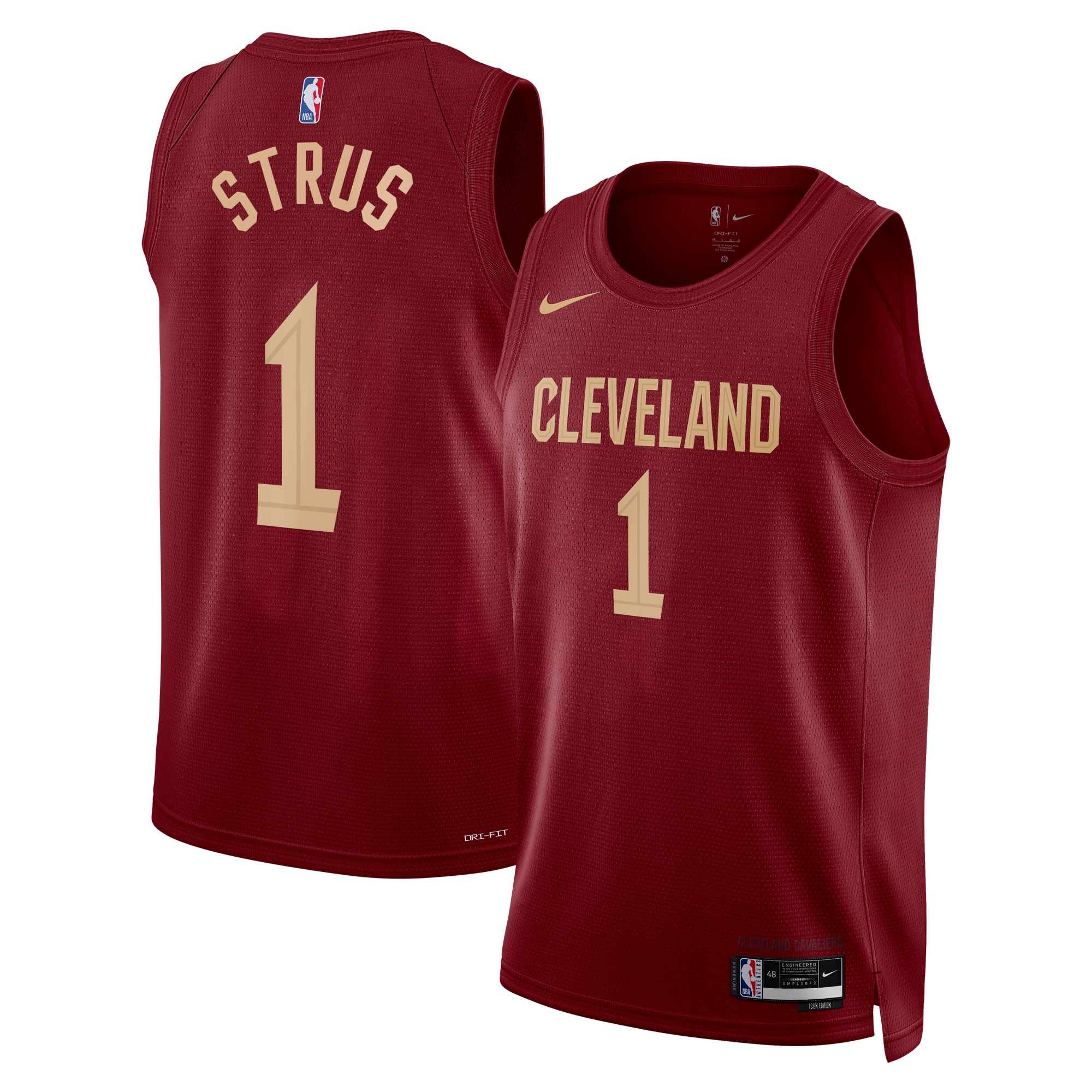 Cleveland Cavaliers Icon Edition Swingman Basketball Jersey - Maroon - Max Strus - Unisex - JS162