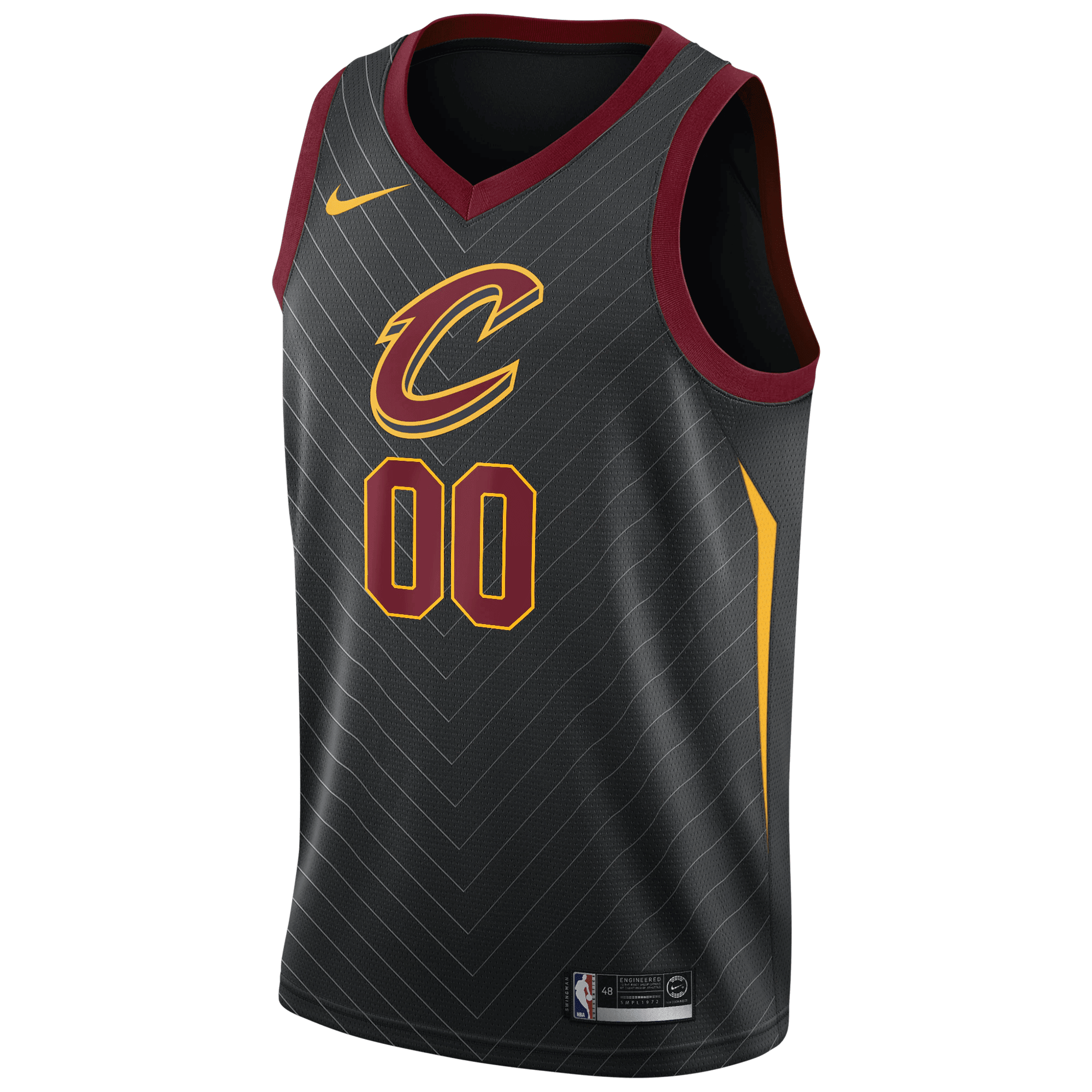 Alternative view of Cleveland Cavaliers Swingman Custom Basketball Jersey Black - Statement Edition Basketball Jersey - JS887