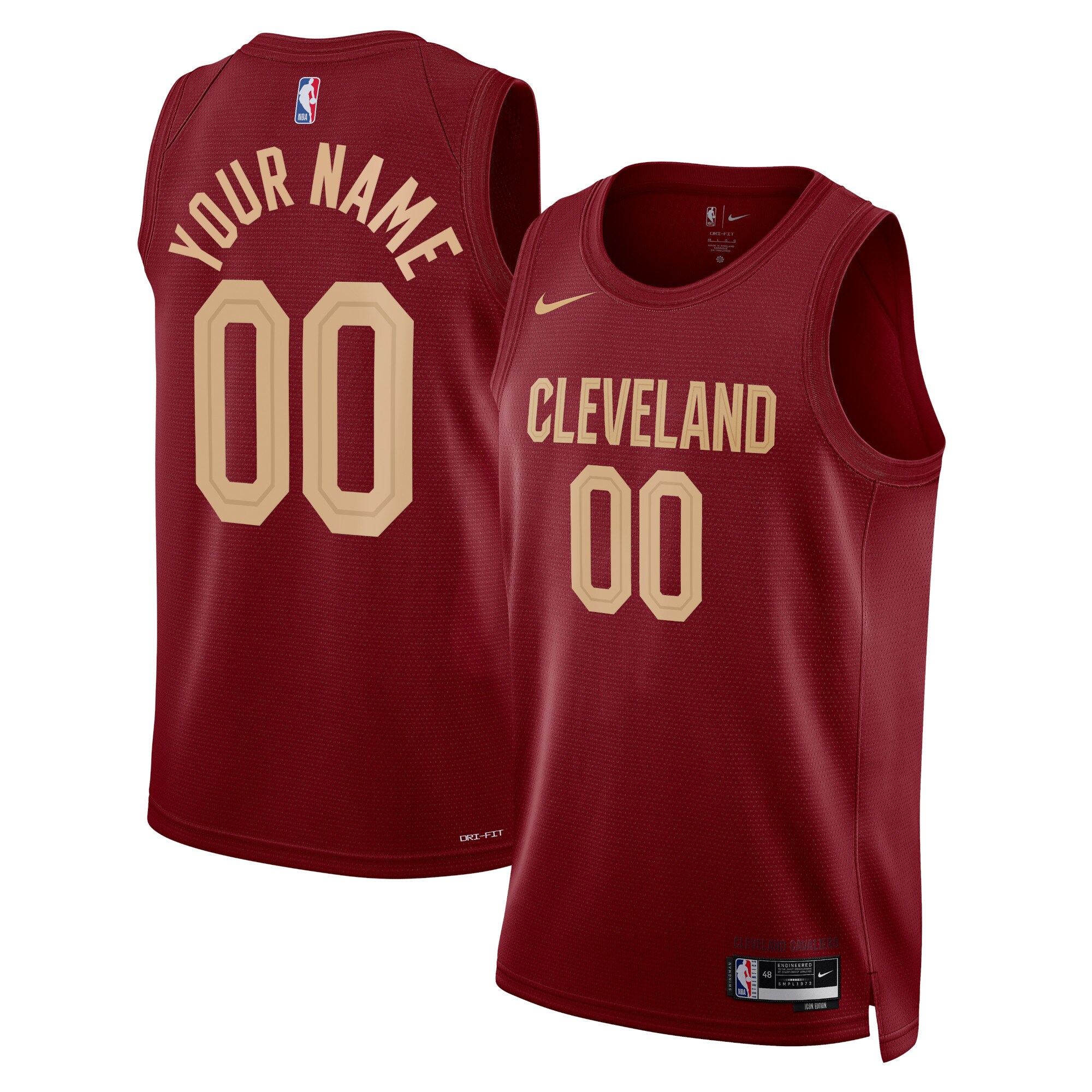 Cleveland Cavaliers Unisex Swingman Custom Basketball Jersey Burgundy - Icon Edition