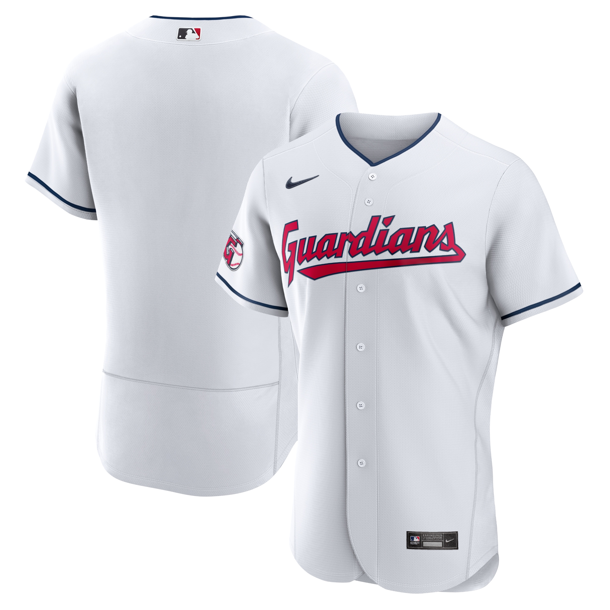 Alternative view of Cleveland Guardians Home Authentic Team Baseball Jersey – White
