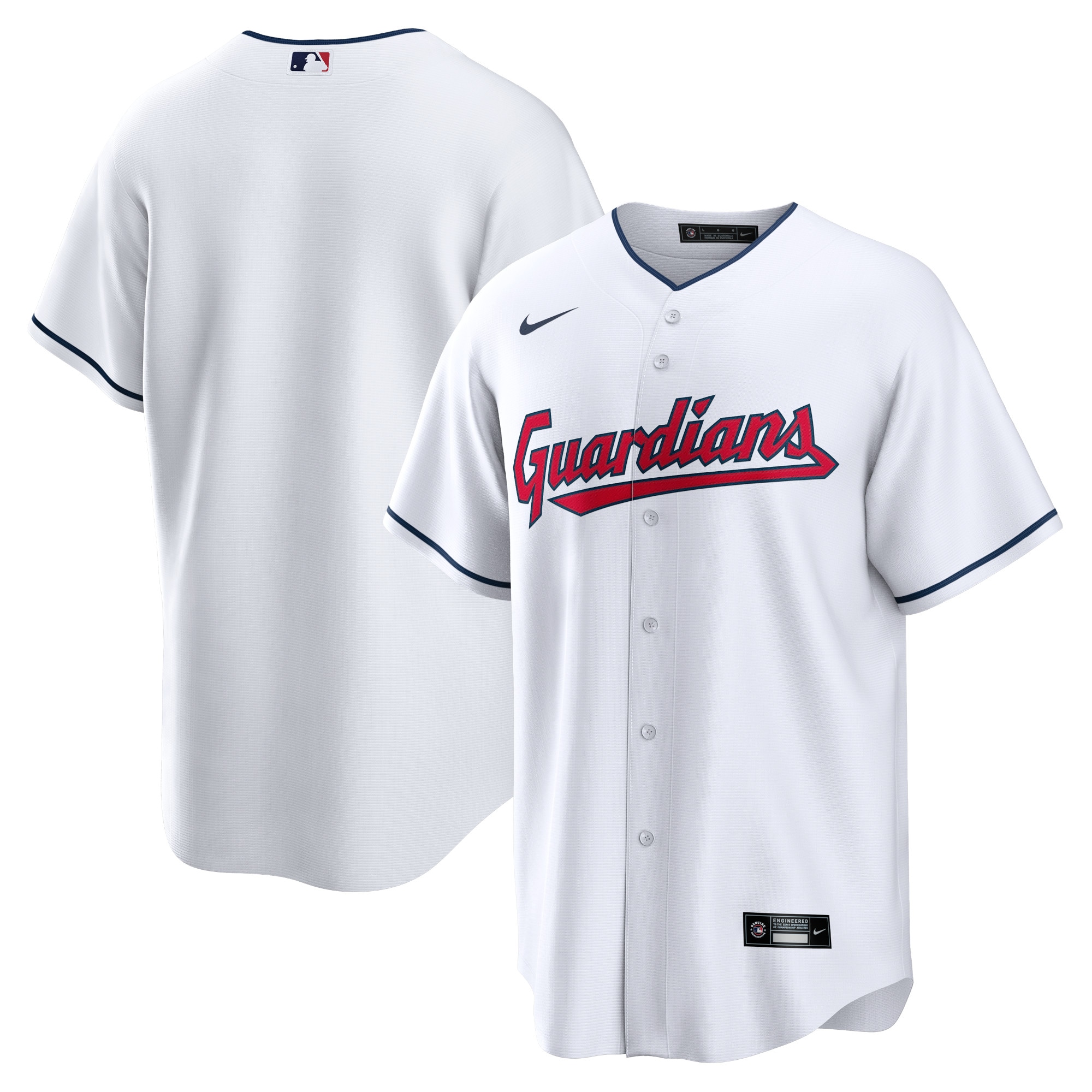 Alternative view of Cleveland Guardians Home Blank Replica Baseball Jersey – White