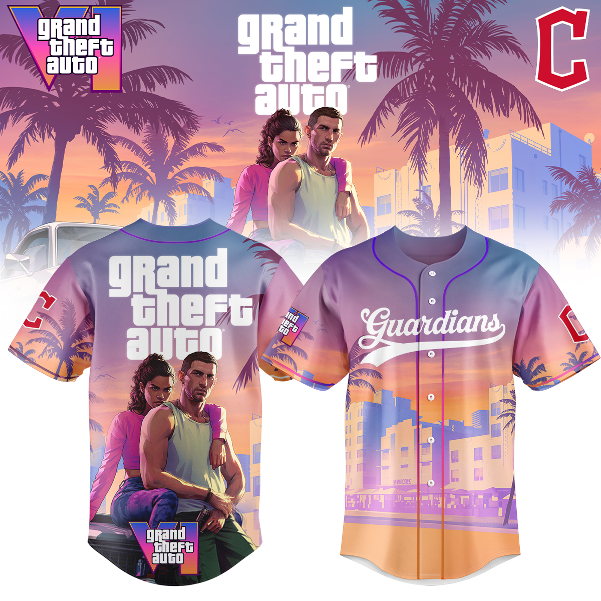 Cleveland Guardians Mlb X Grand Theft Auto Baseball Jersey