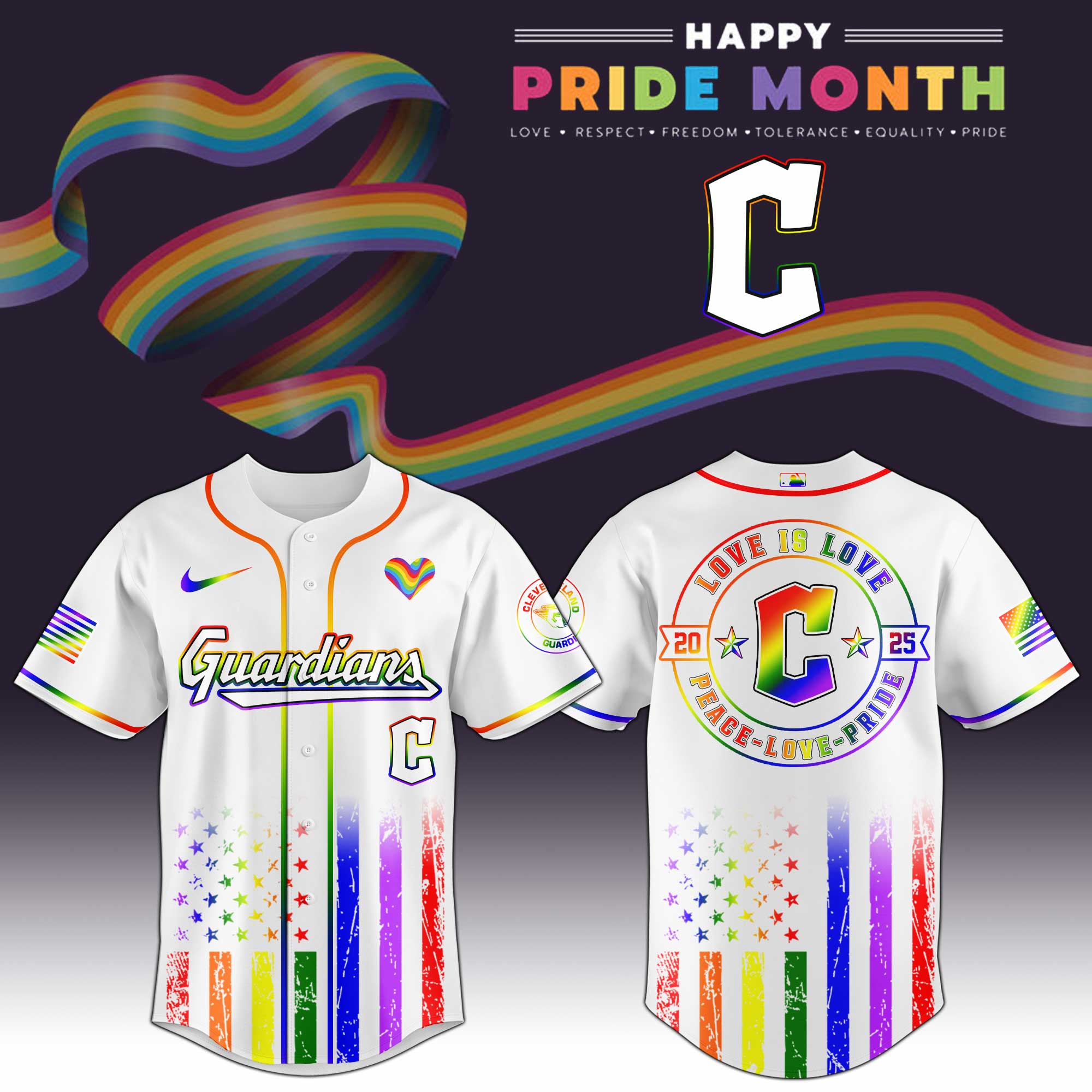 Cleveland Guardians Mlb X Happy Pride Month Limited Edition Jersey 2025