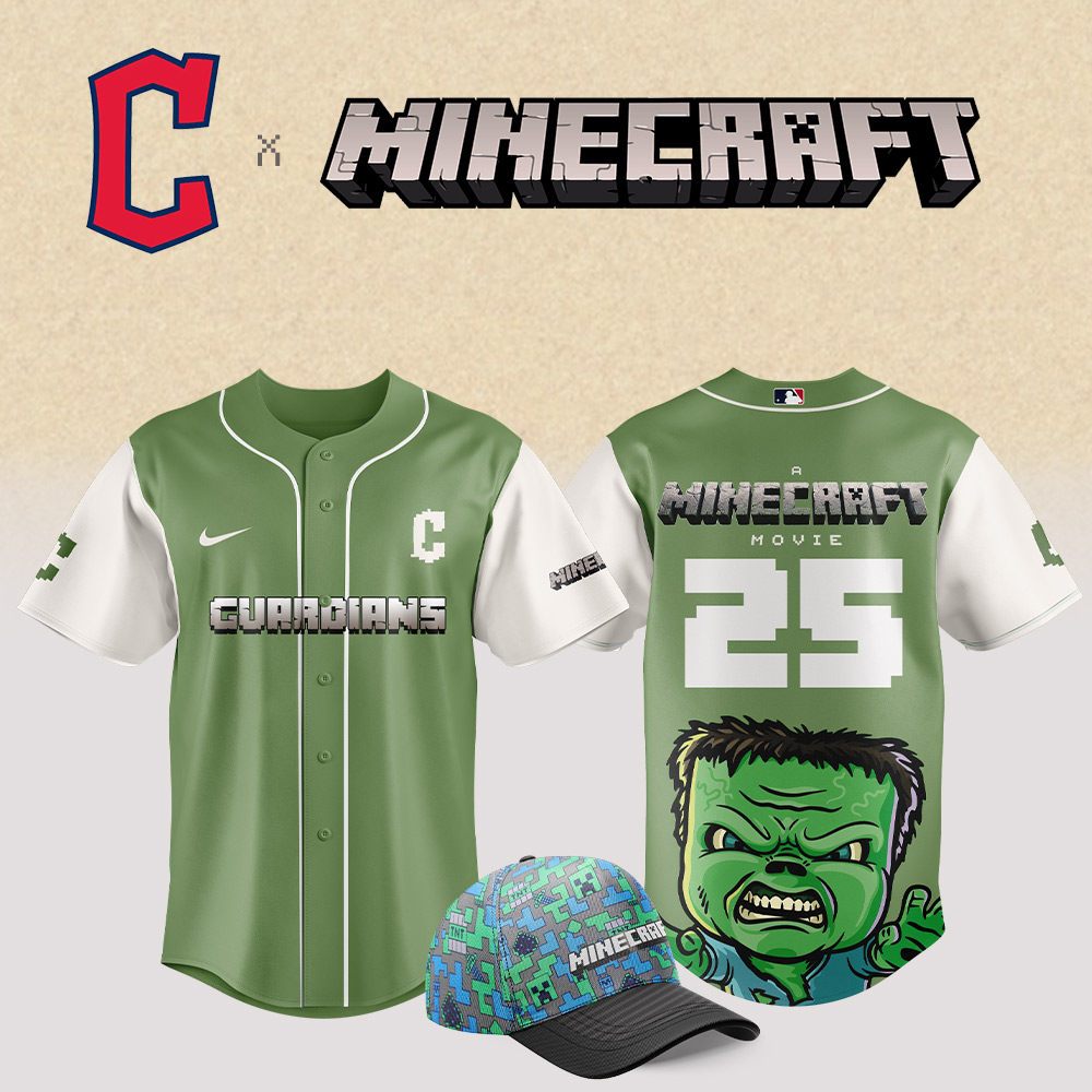Cleveland Guardians Mlb X Minecraft Movie Baseball Jersey