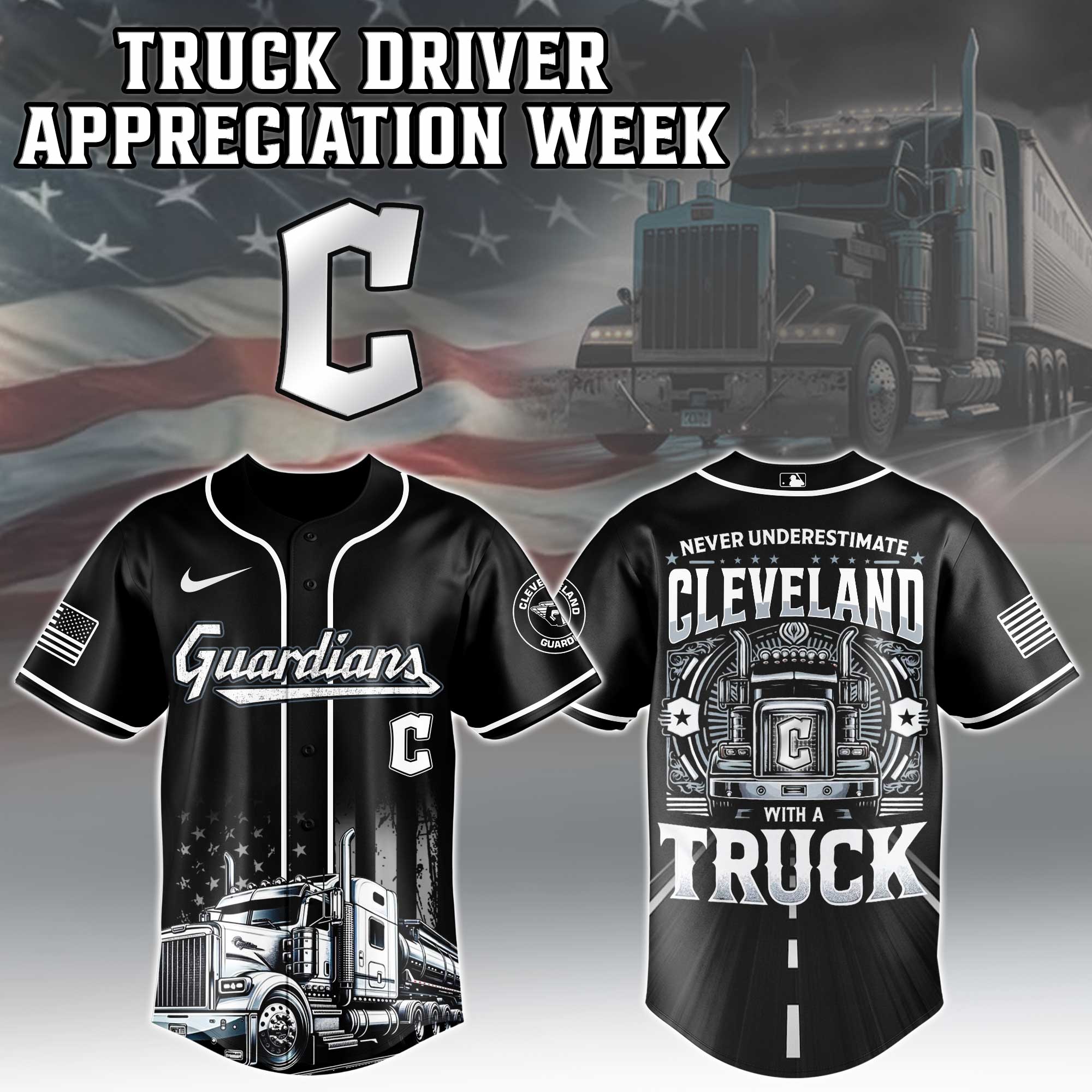 Cleveland Guardians Mlb X Nation Truck Driver Appreciation Week Limited Edition Jersey 2025