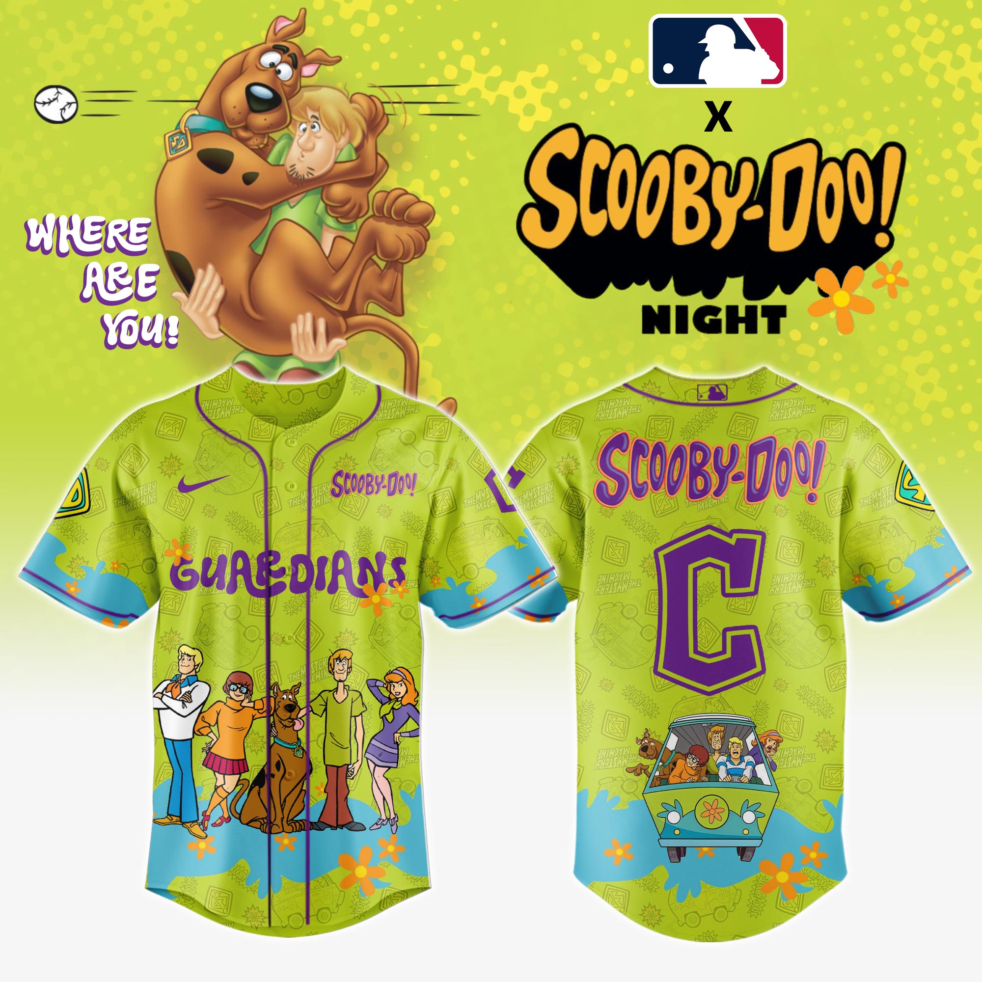 Cleveland Guardians Mlb X Scooby Doo Baseball Jersey
