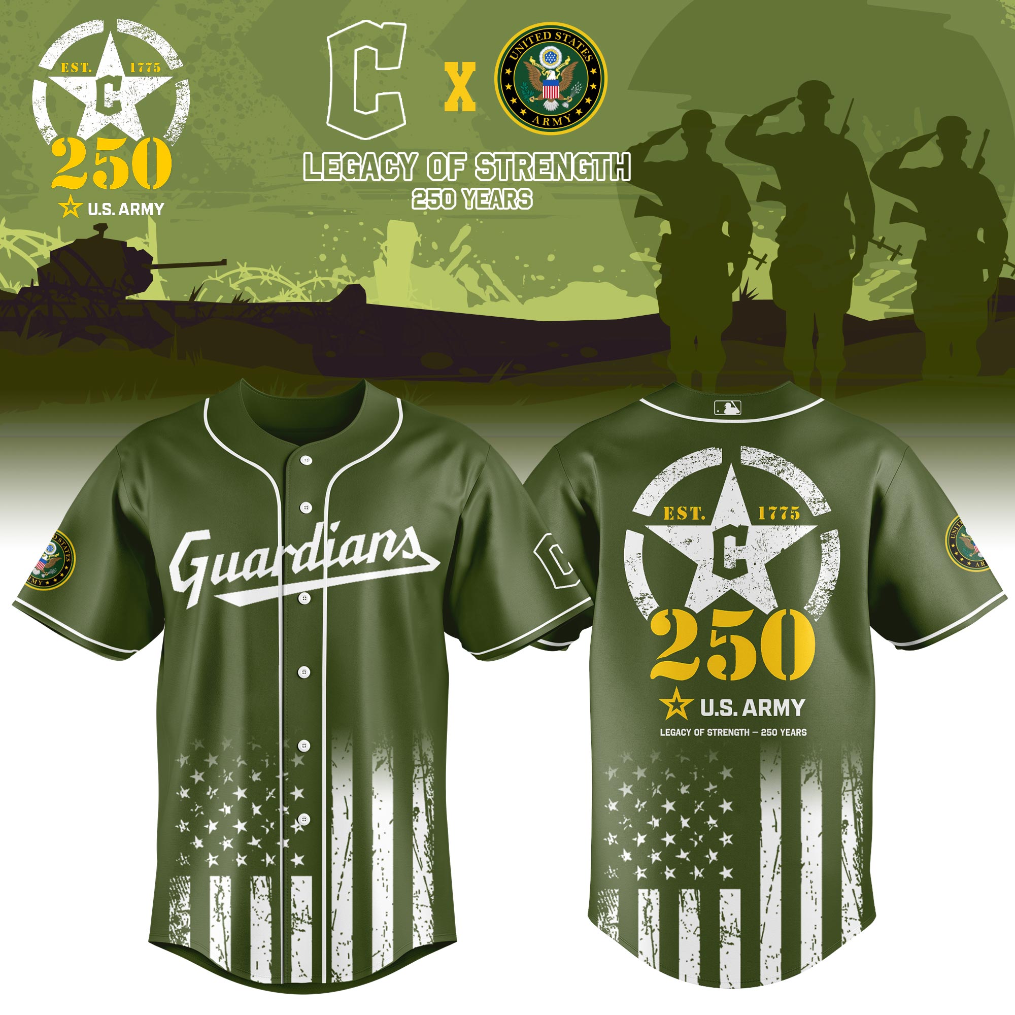 Cleveland Guardians Mlb X Usa Legacy Of Strength Baseball Jersey
