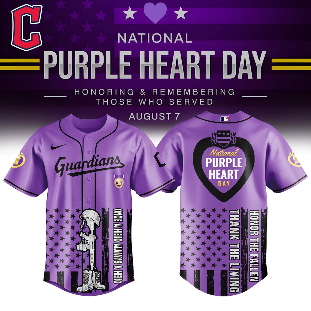 Cleveland Guardians Mlb X Usa Purple Heart Day Baseball Jersey