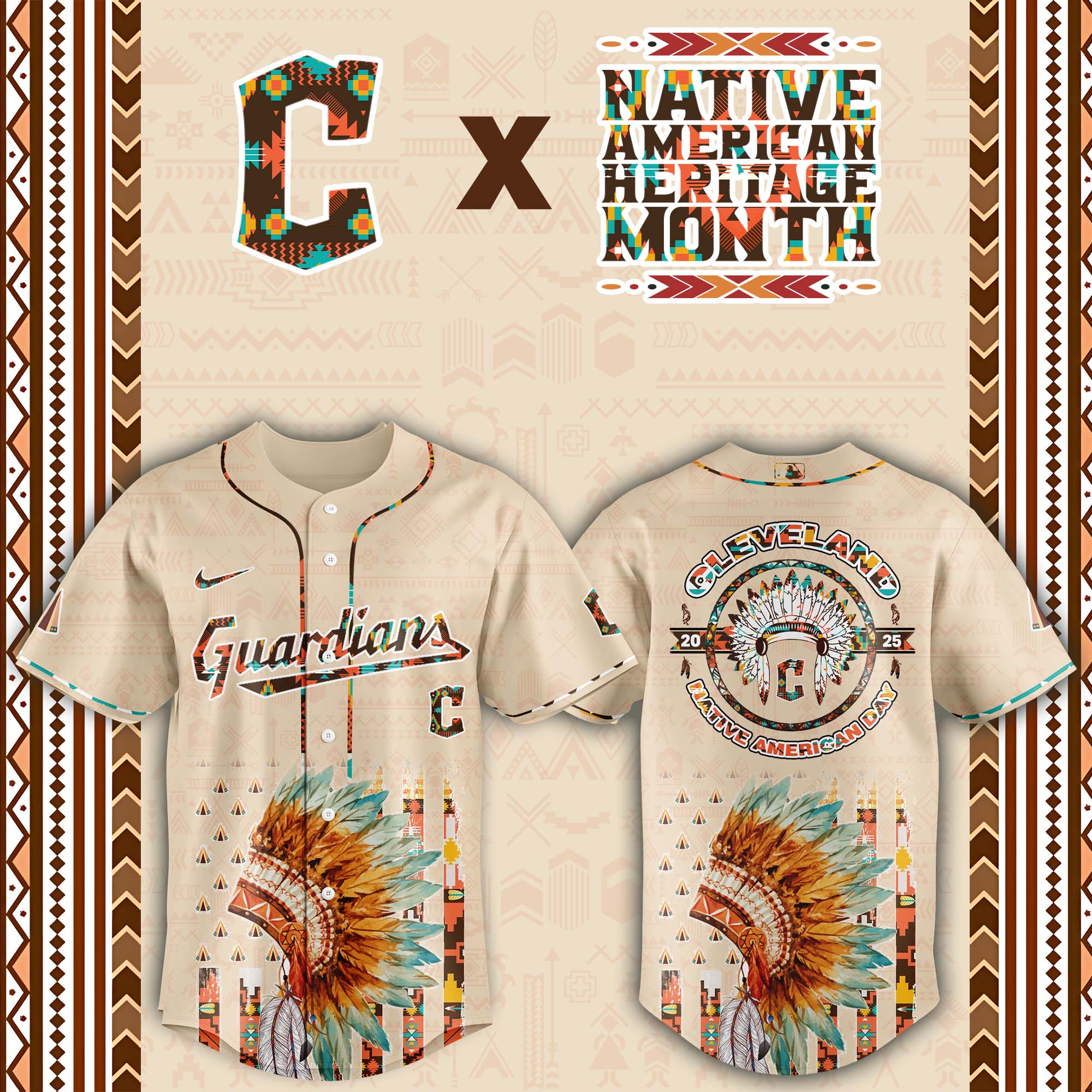Cleveland Guardians Native American Heritage Month Baseball Jersey