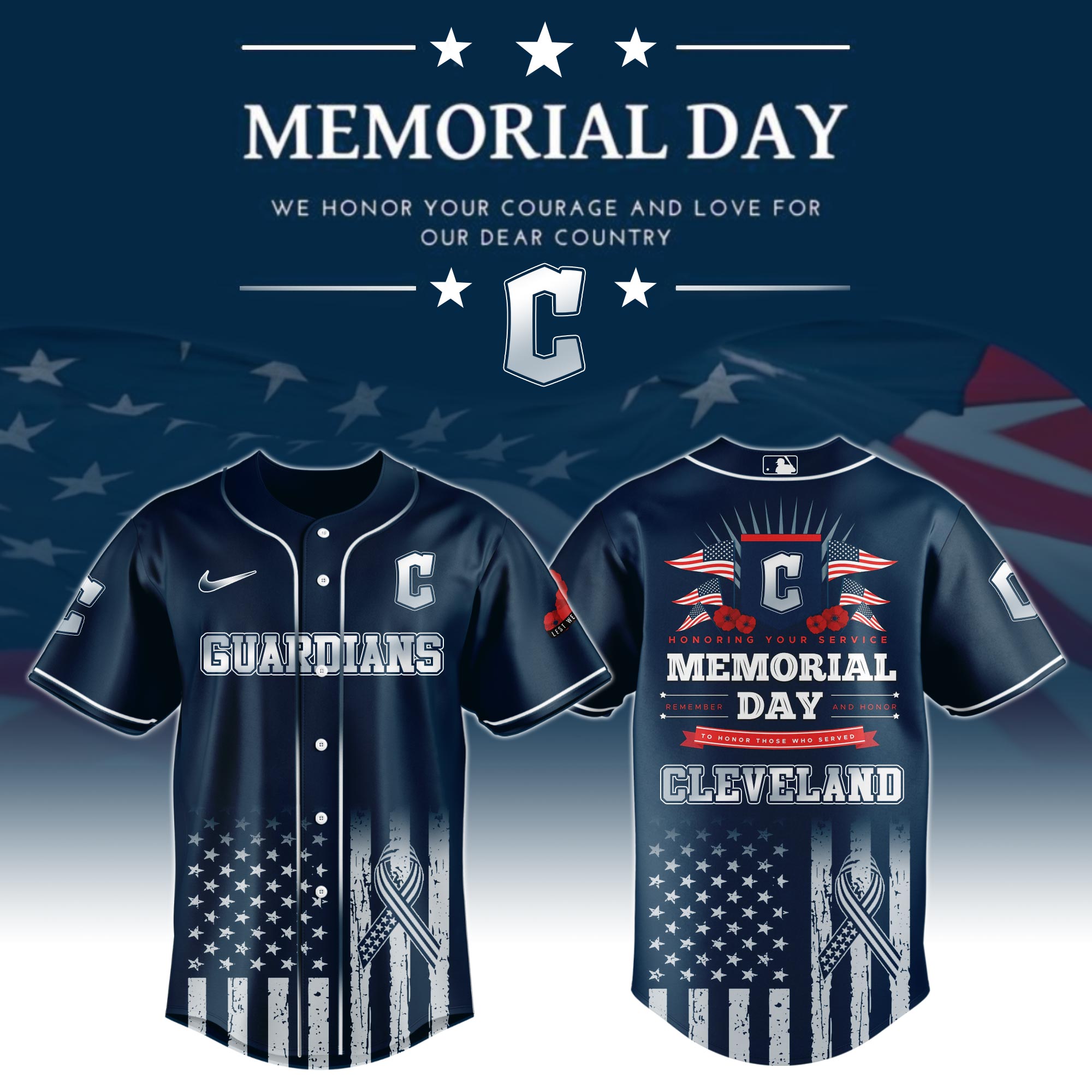 Cleveland Guardians Special Memorial Day Limited Edition Jersey