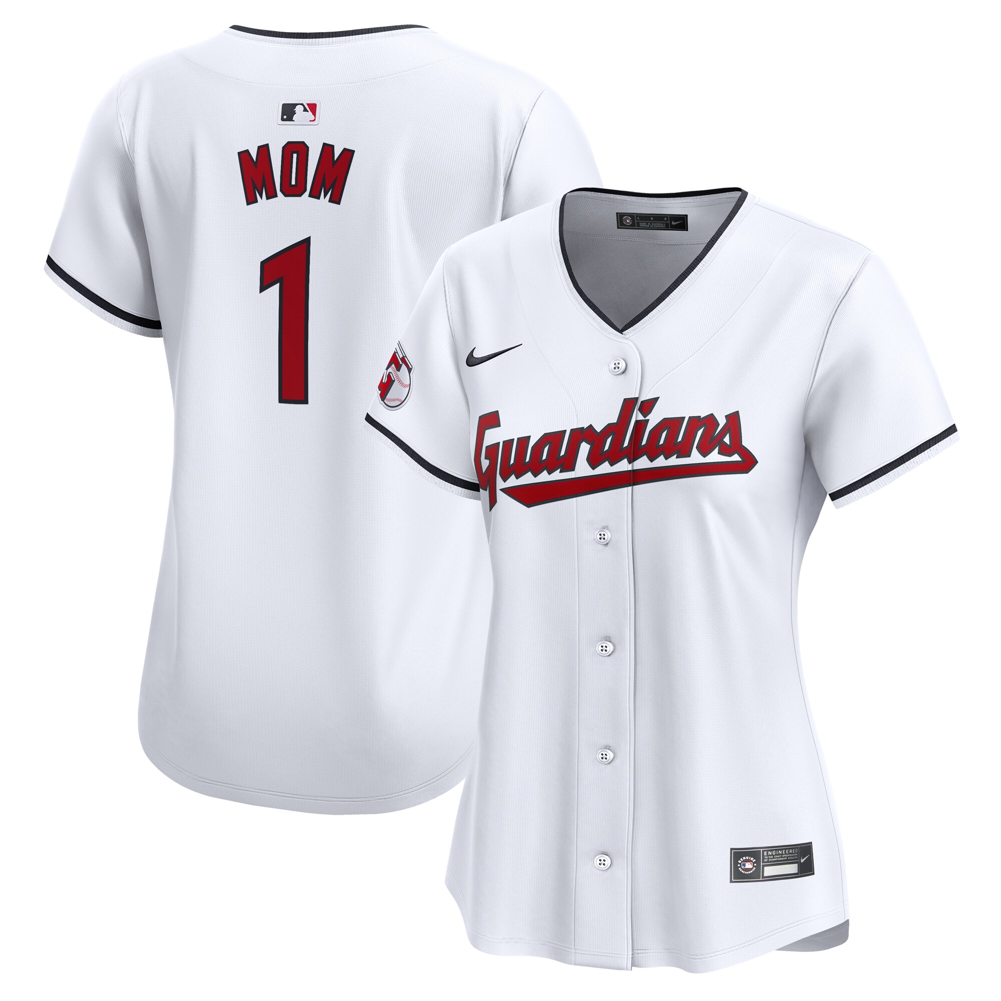Cleveland Guardians Women's #1 Mom Home Limited Baseball Jersey - White