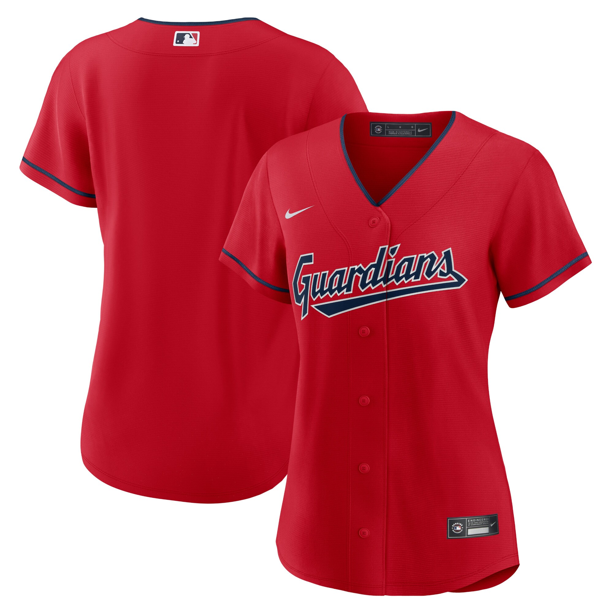 Alternative view of Cleveland Guardians Women’s Alternate Replica Team Baseball Jersey – Red