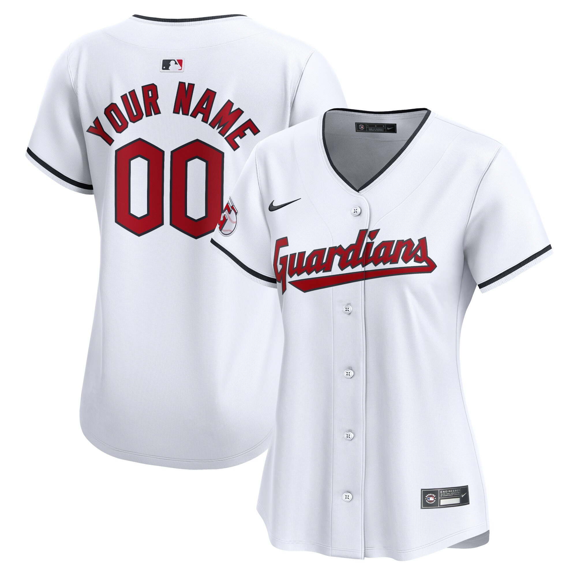 Cleveland Guardians Women's Home Limited Custom Baseball Jersey - White