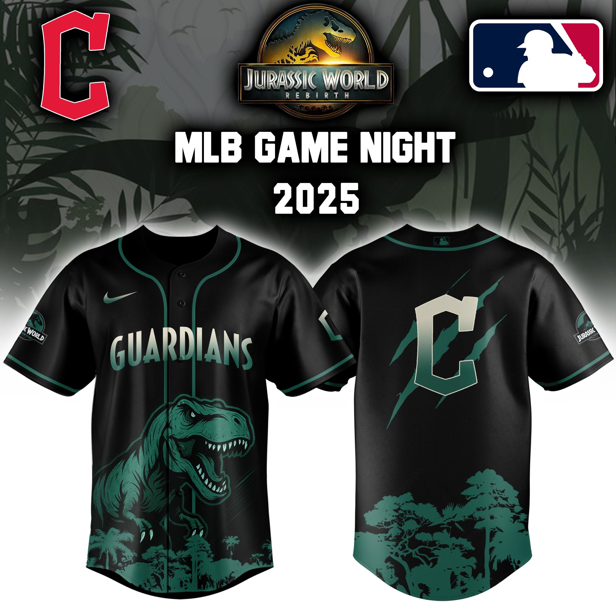 Cleveland Guardians X Mlb Jurassic World Baseball Jersey
