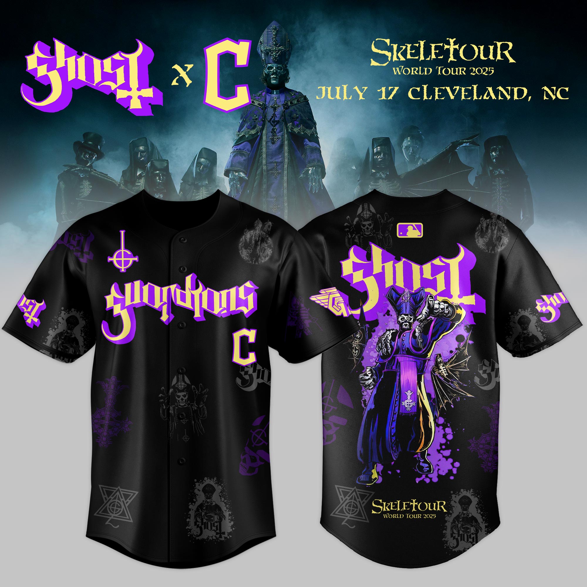 Cleveland Guardians X Mlb X Ghost Skeletour Baseball Jersey