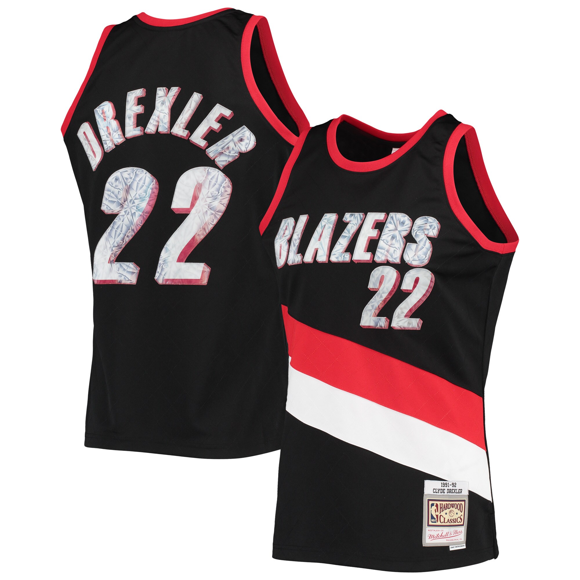 Alternative view of Clyde Drexler Portland Trail Blazers Mitchell & Ness 1996-97 Hardwood Classics Nba 75th Anniversary Diamond Swingman Basketball Jersey - Black
