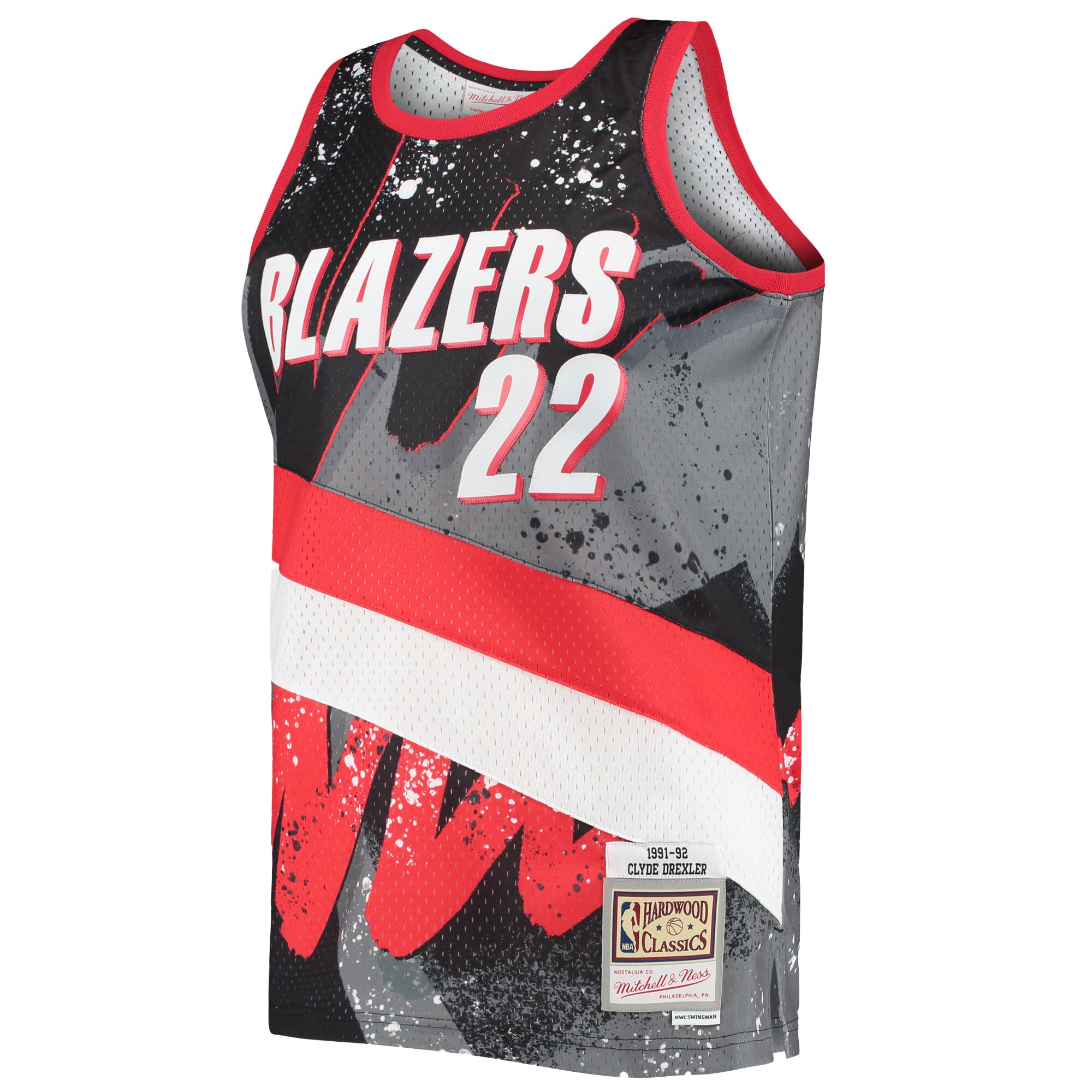 Alternative view of Clyde Drexler Portland Trail Blazers Mitchell & Ness Hardwood Classics 1991/92 Hyper Hoops Swingman Basketball Jersey - Black