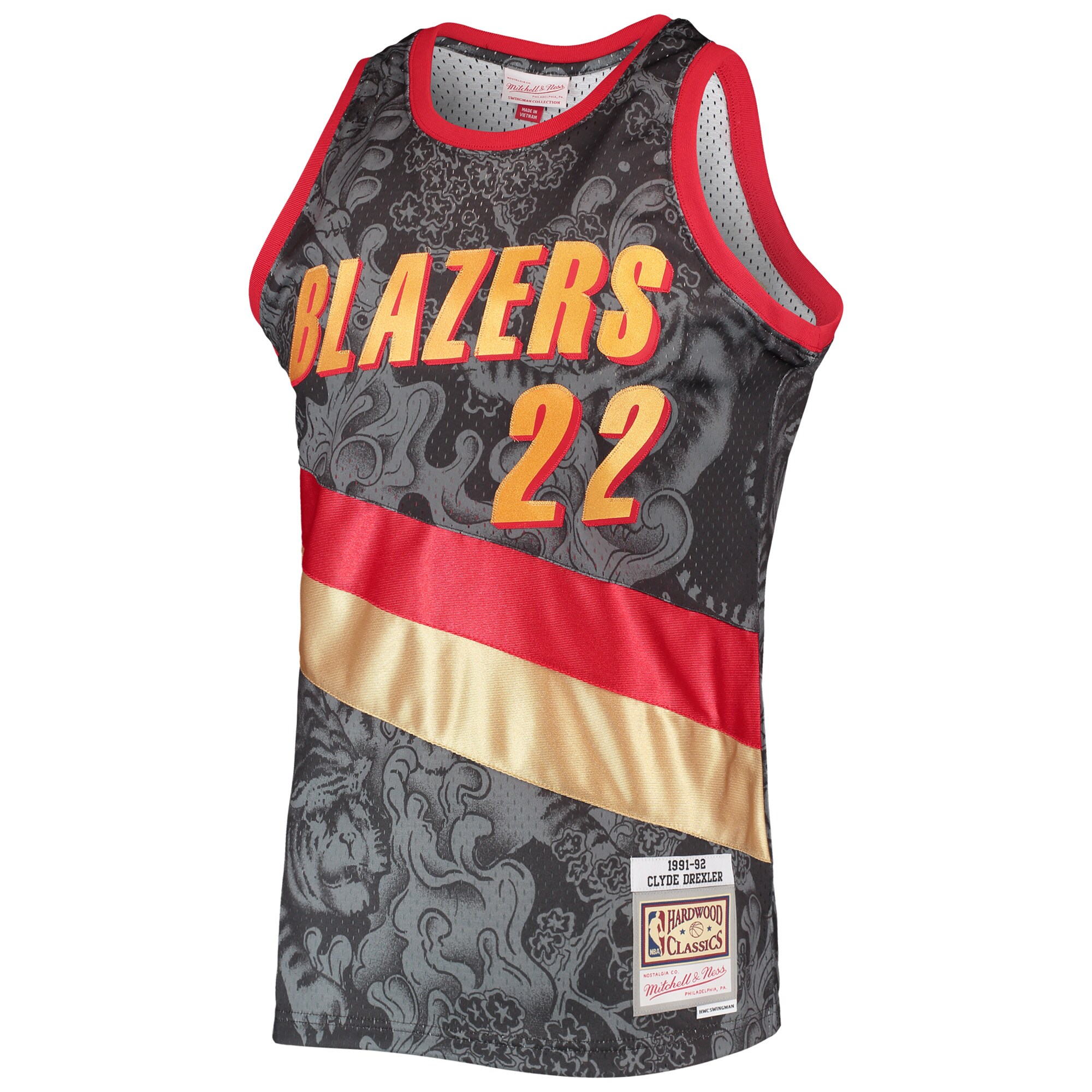 Alternative view of Clyde Drexler Portland Trail Blazers Mitchell & Ness Hardwood Classics 1991/92 Lunar New Year Swingman Basketball Jersey - Black
