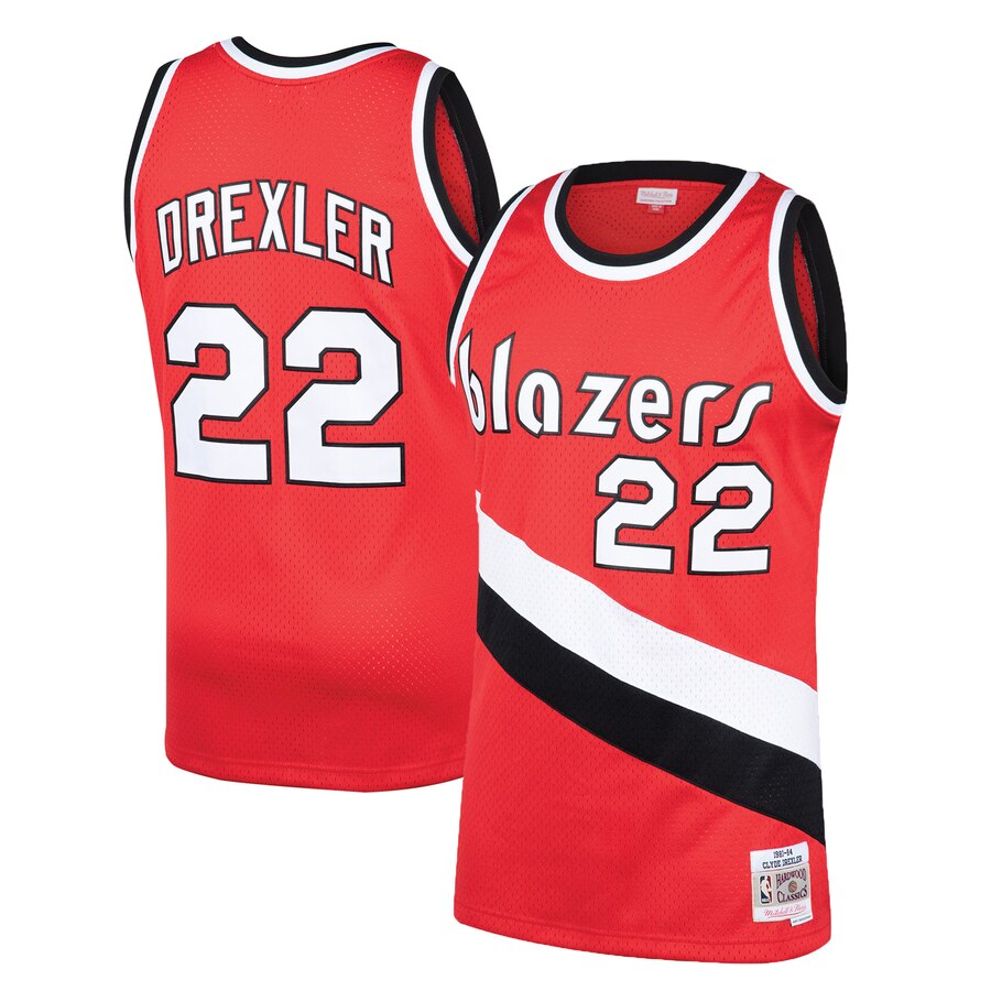 Clyde Drexler Portland Trail Blazers Mitchell & Ness Hardwood Classics Swingman Basketball Jersey - Red